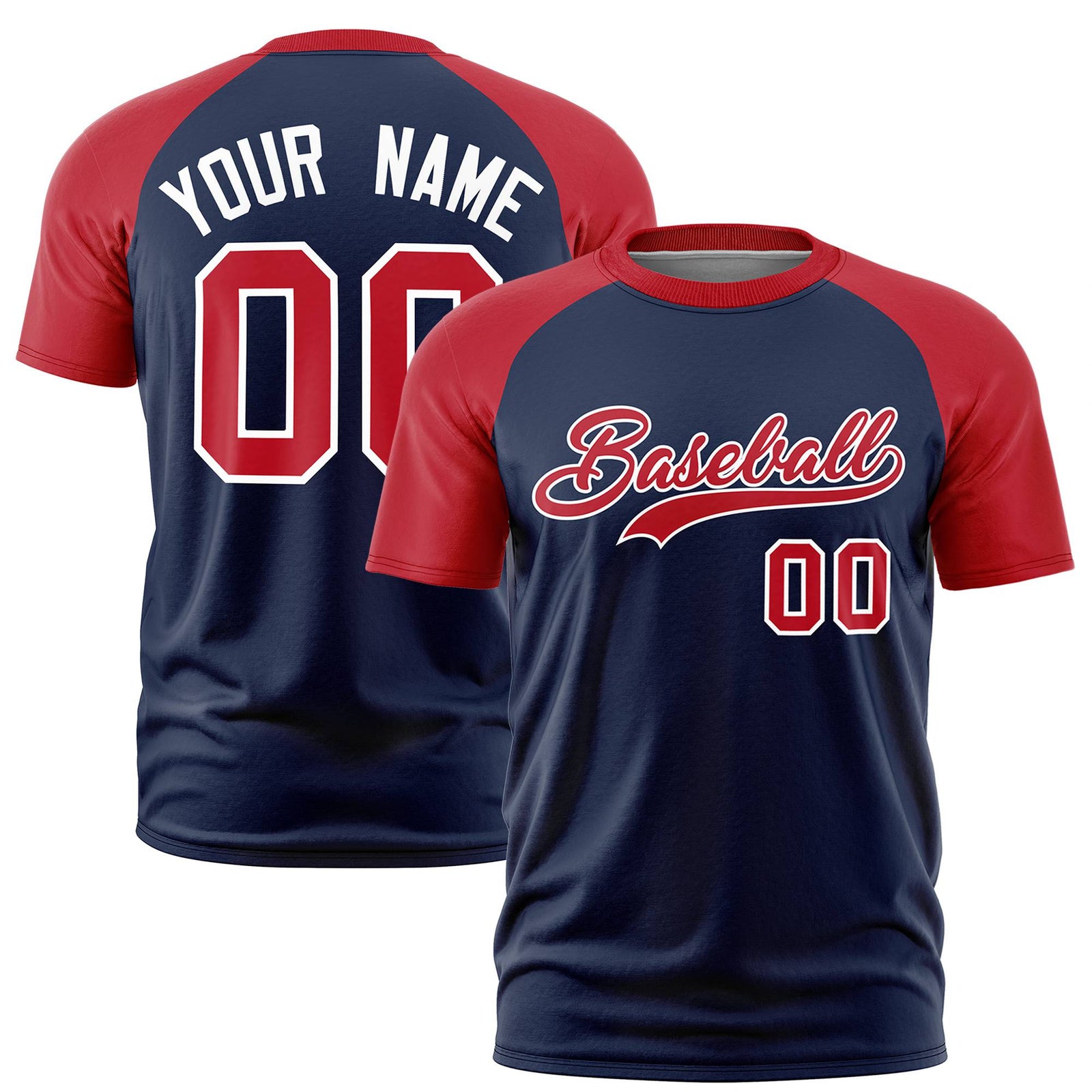 Custom White Red Raglan Sleeves Performance T-Shirt