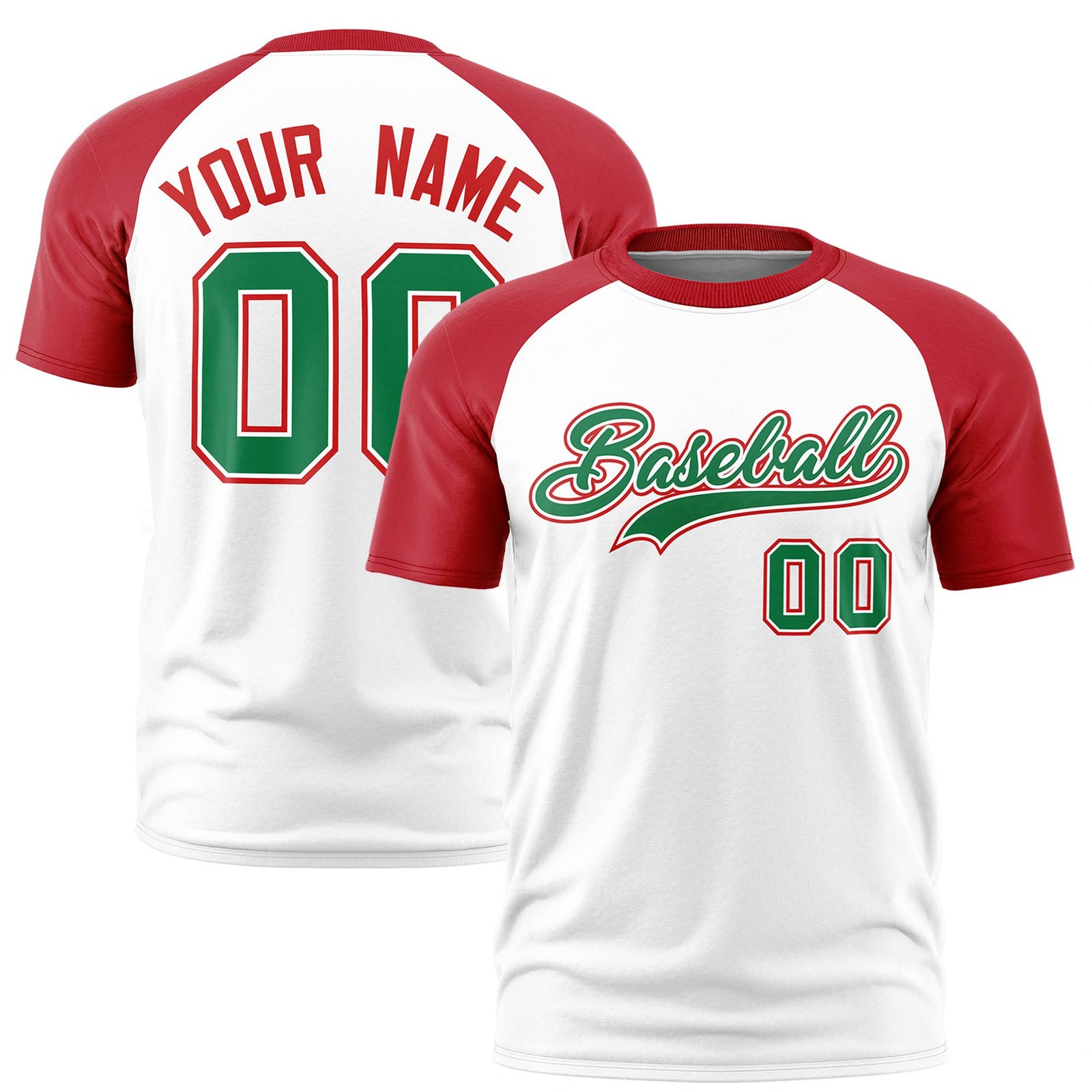 Custom White Red Raglan Sleeves Performance T-Shirt