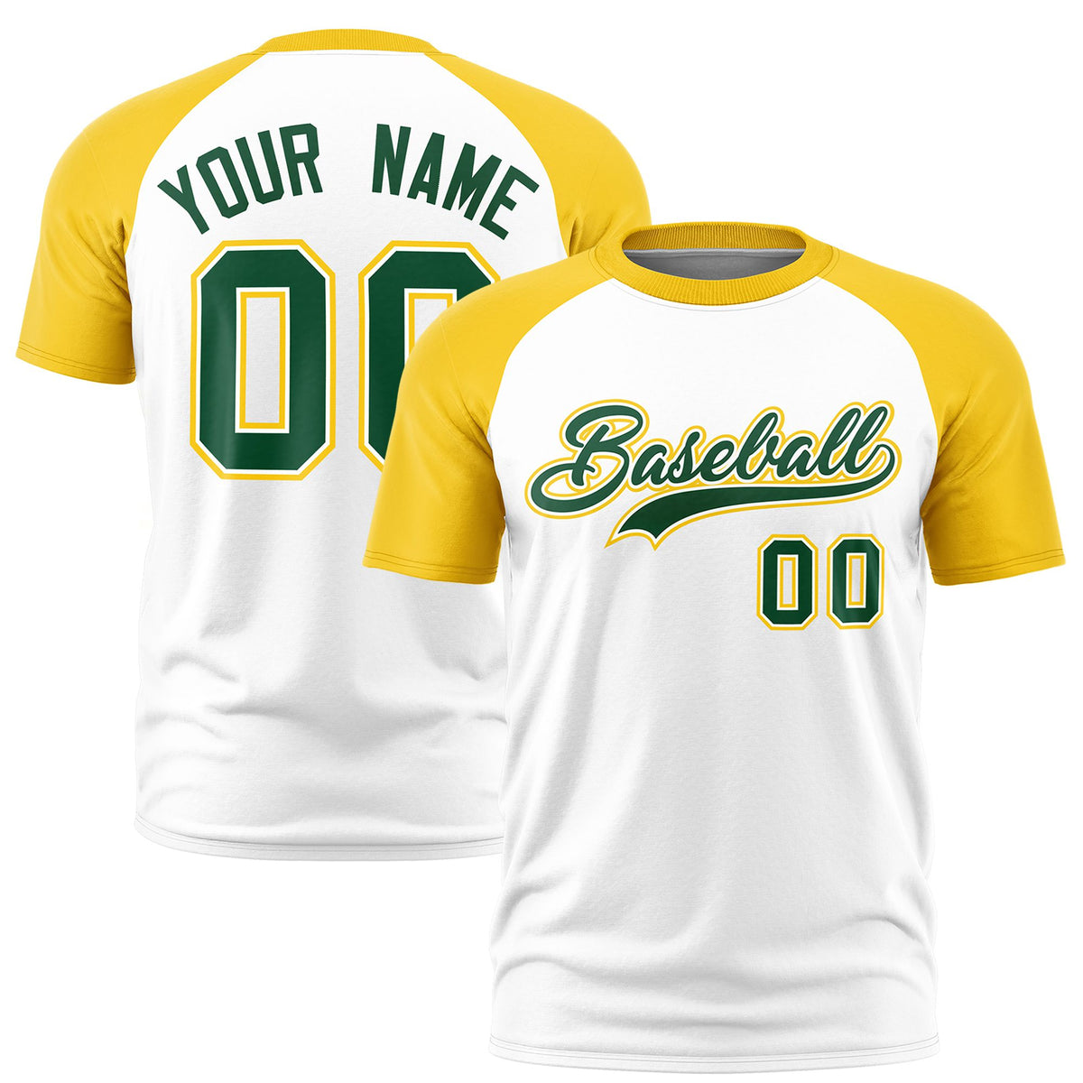Custom White Gold Raglan Sleeves Performance T-Shirt