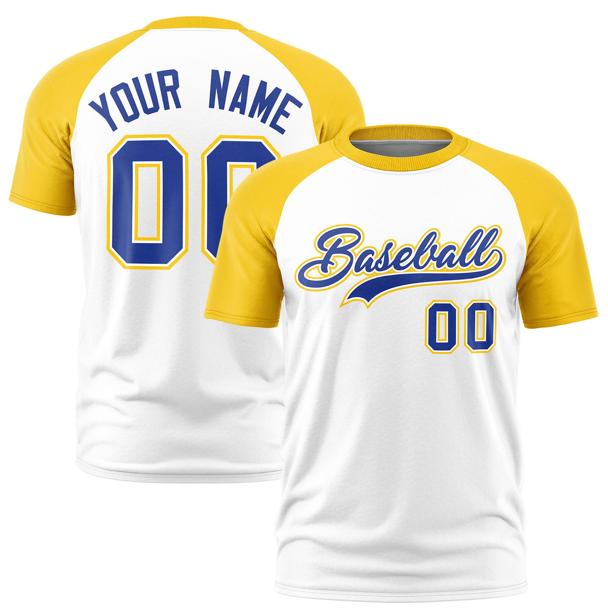 Custom White Gold Raglan Sleeves Performance T-Shirt