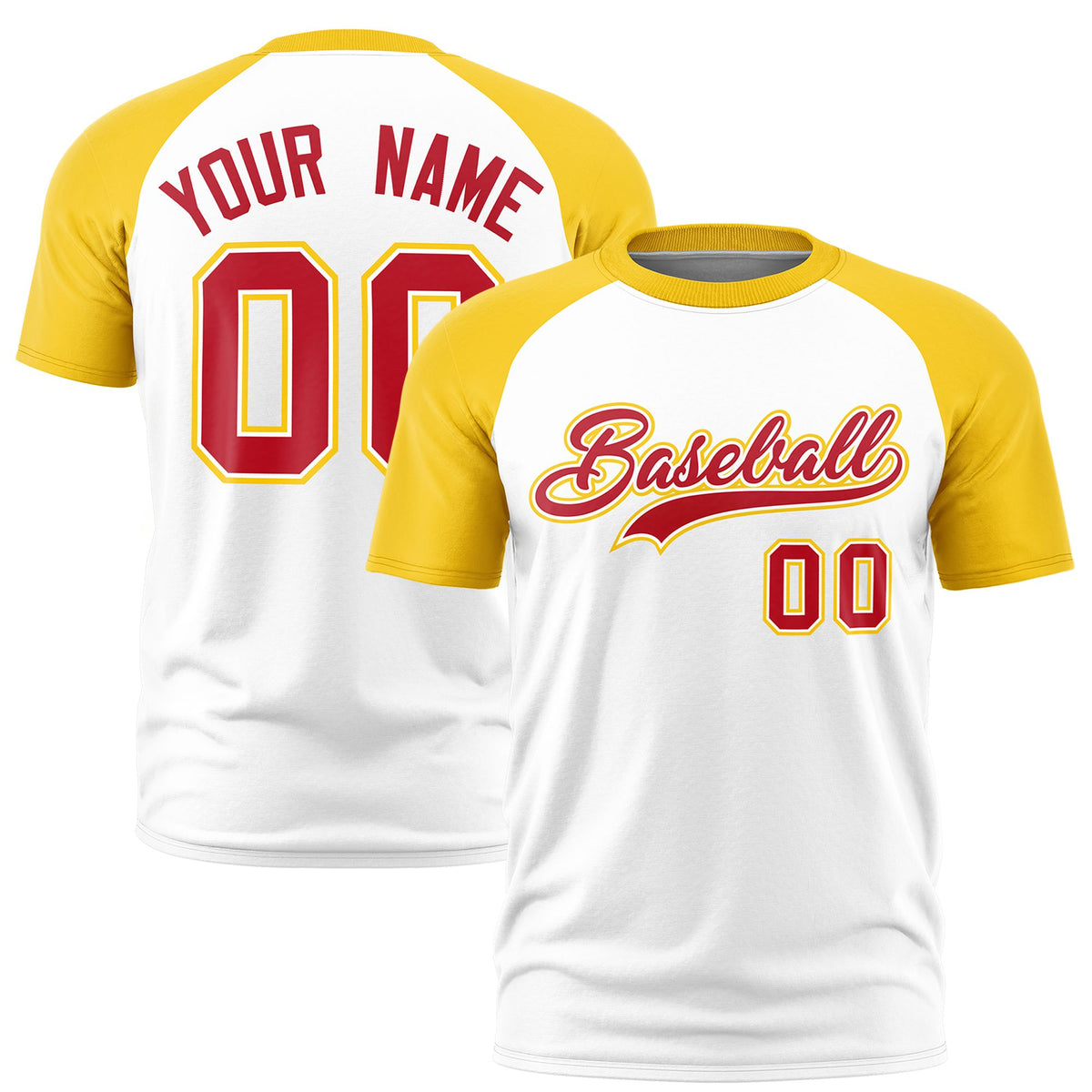 Custom White Gold Raglan Sleeves Performance T-Shirt