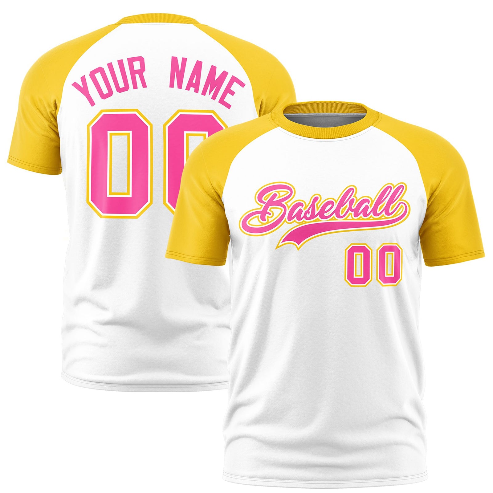 Custom White Gold Raglan Sleeves Performance T-Shirt