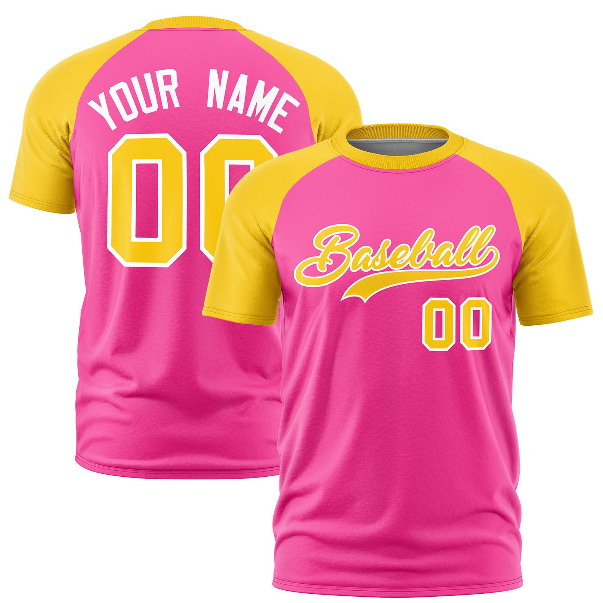 Custom Pink Gold Raglan Sleeves Performance T-Shirt