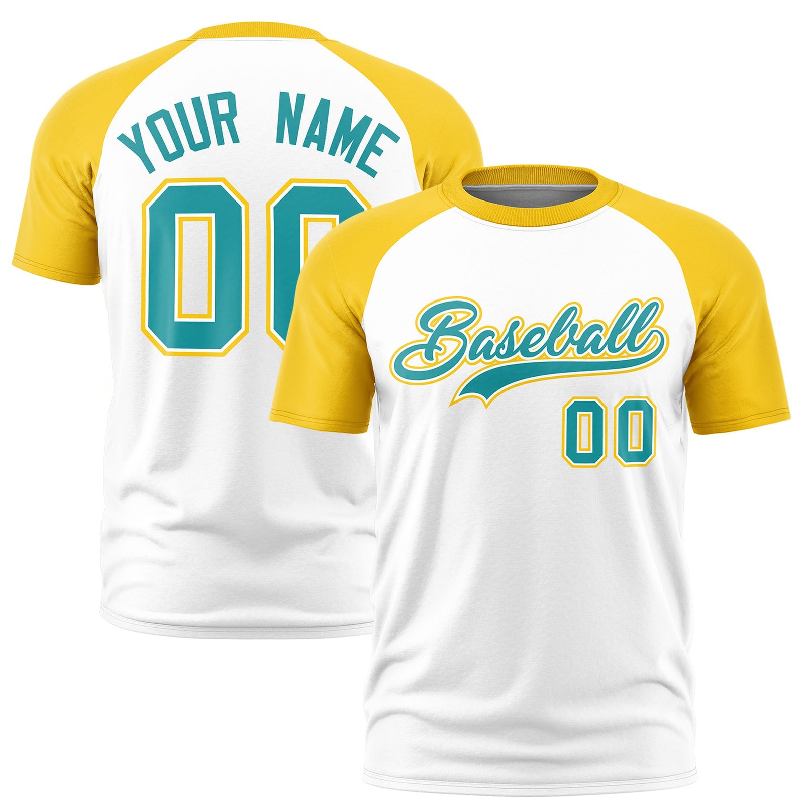 Custom White Gold Raglan Sleeves Performance T-Shirt