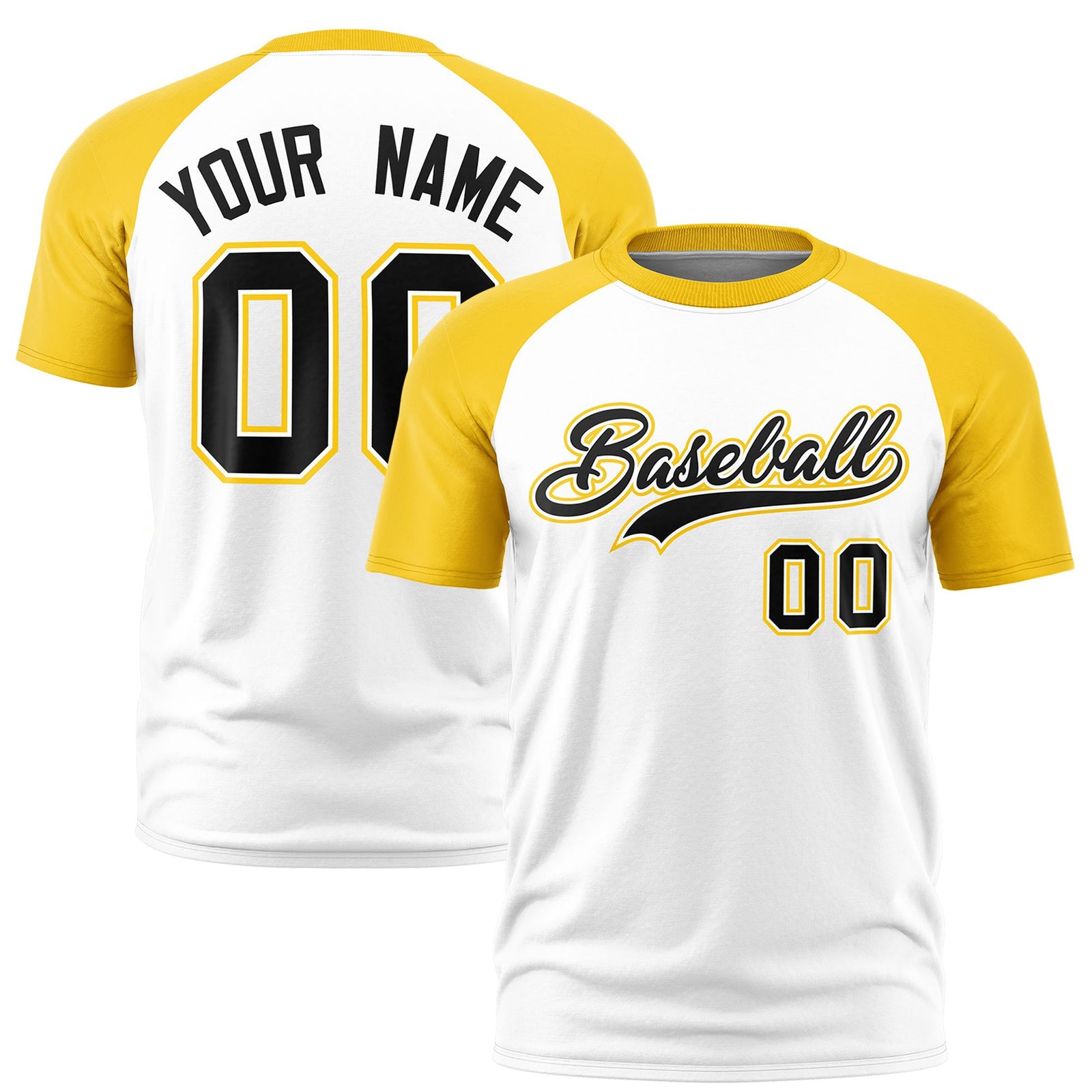 Custom White Gold Raglan Sleeves Performance T-Shirt