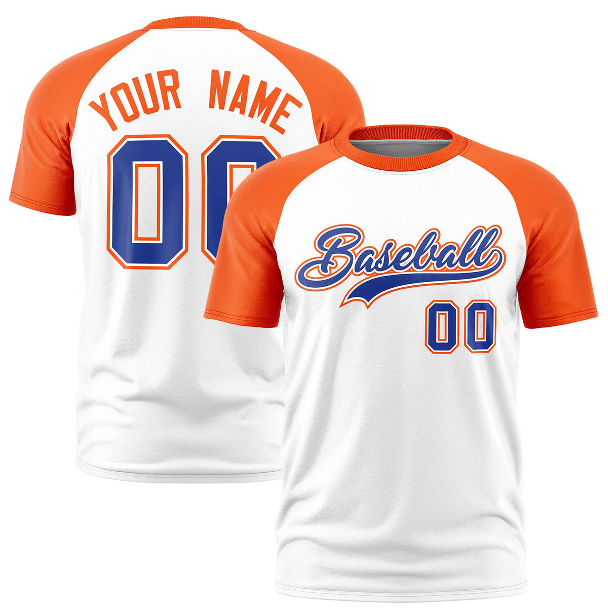 Custom White Orange Raglan Sleeves Performance T-Shirt