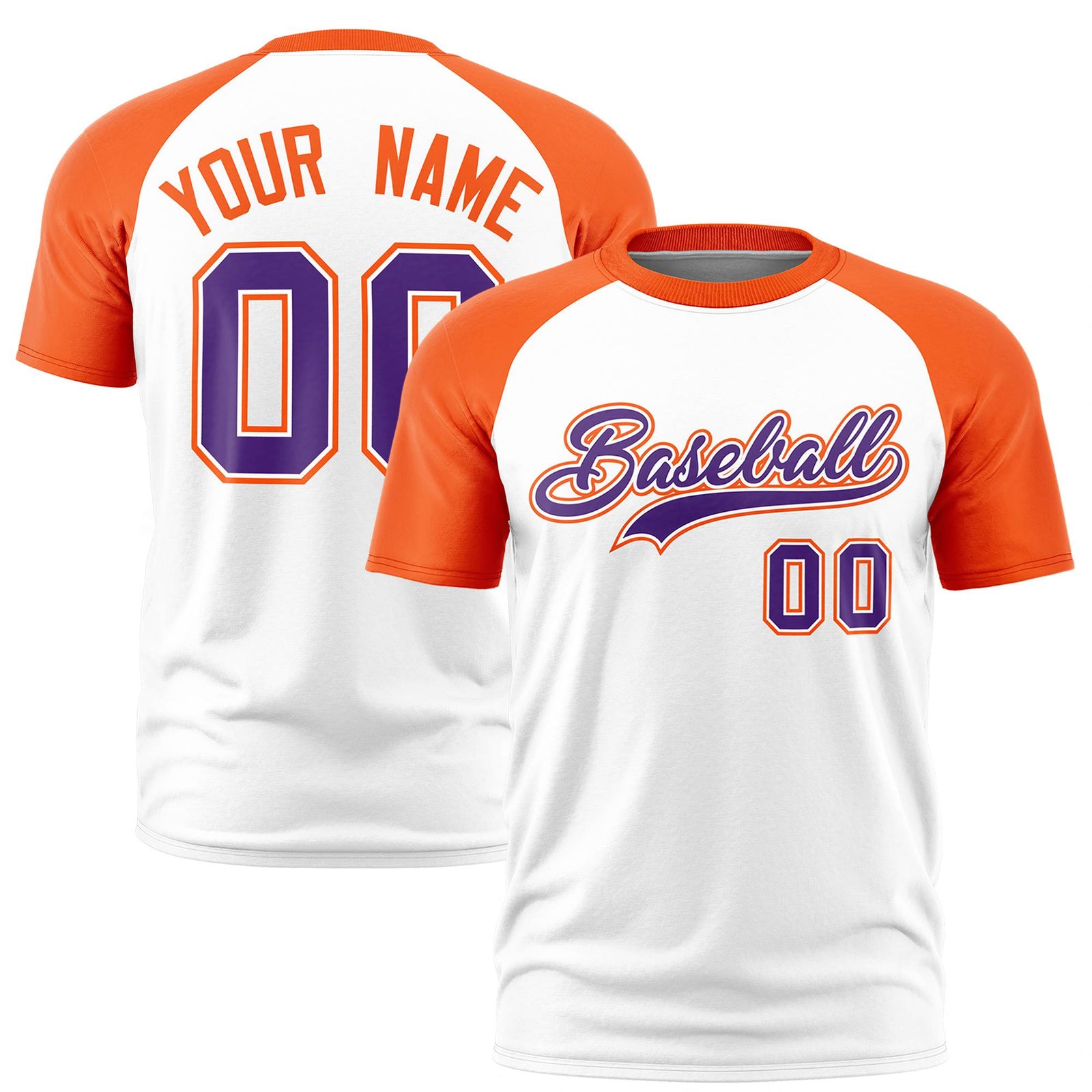 Custom White Orange Raglan Sleeves Performance T-Shirt