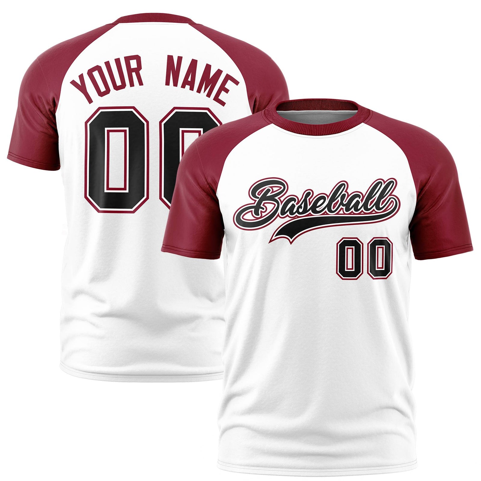Custom White Crimson Raglan Sleeves Performance T-Shirt