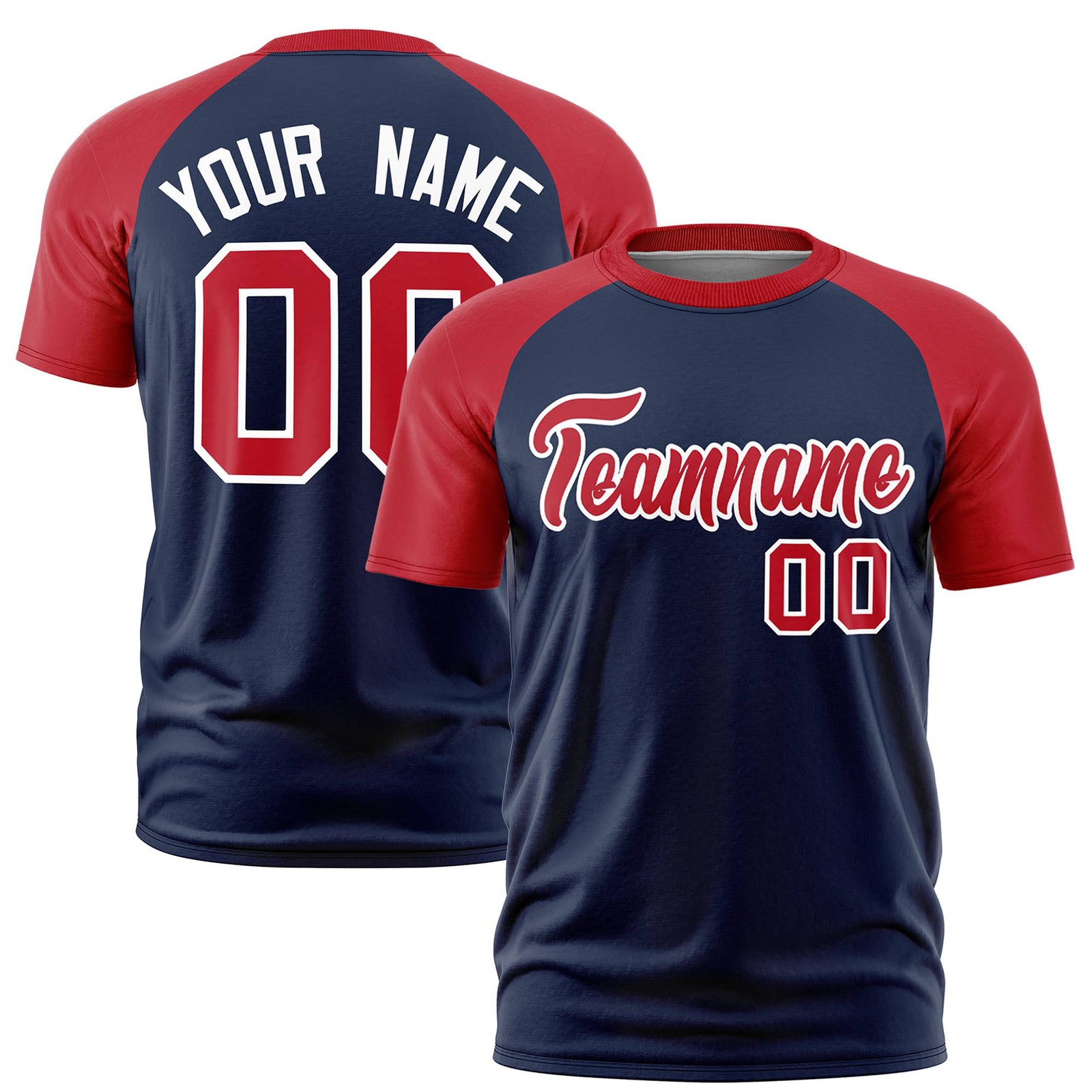 Custom White Red Raglan Sleeves Performance T-Shirt