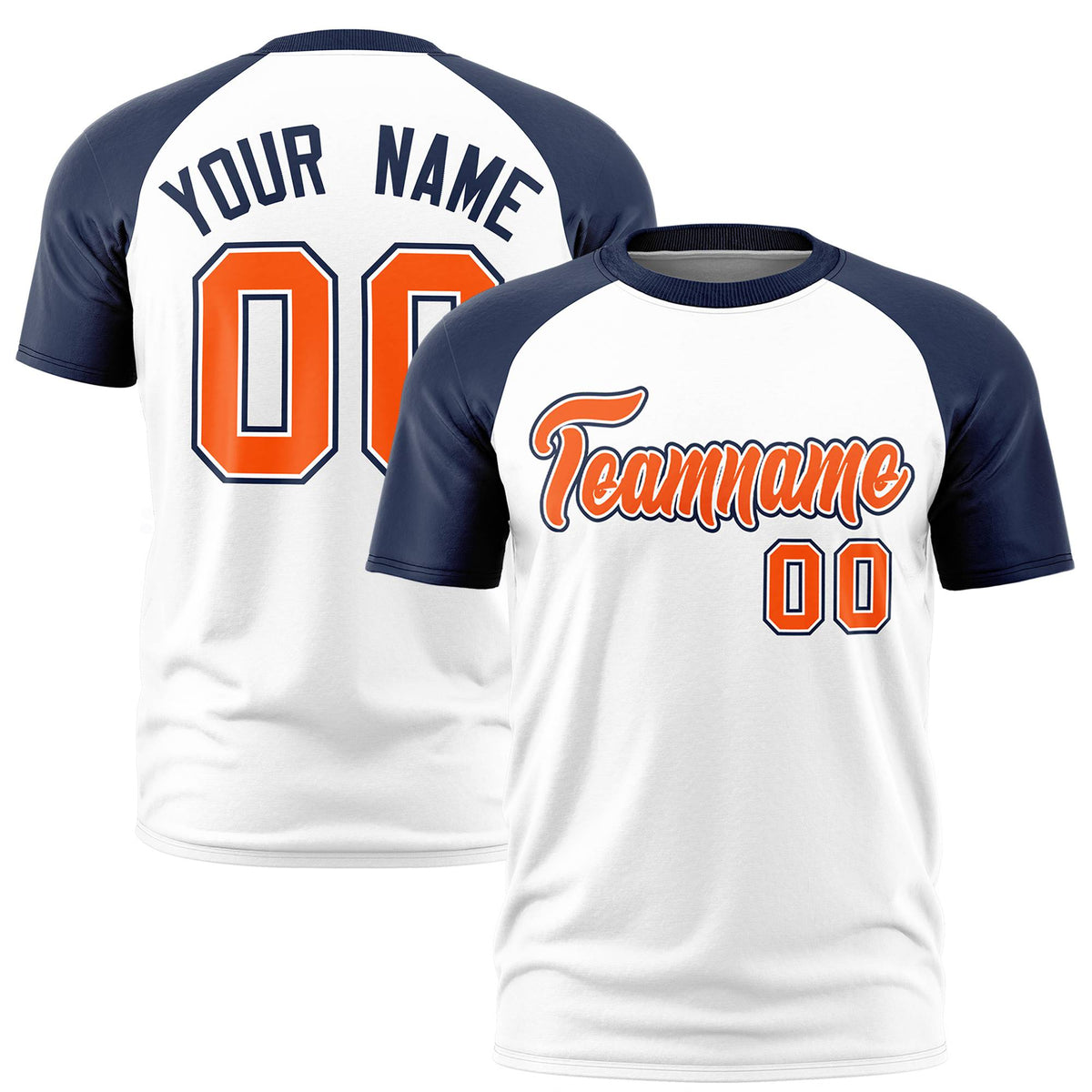 Custom White Navy Raglan Sleeves Performance T-Shirt