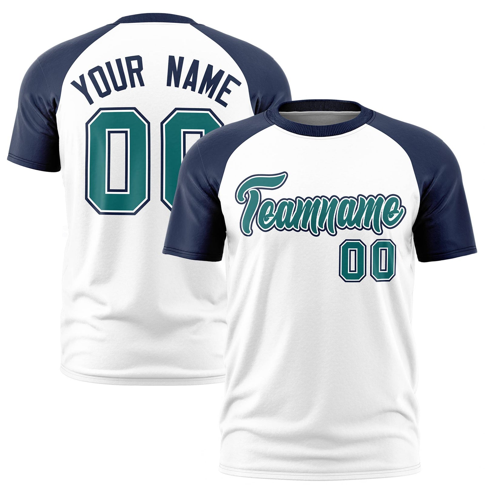 Custom White Navy Raglan Sleeves Performance T-Shirt