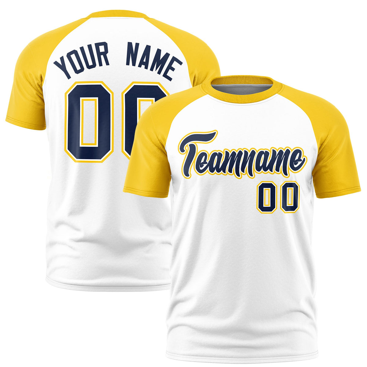 Custom White Gold Raglan Sleeves Performance T-Shirt