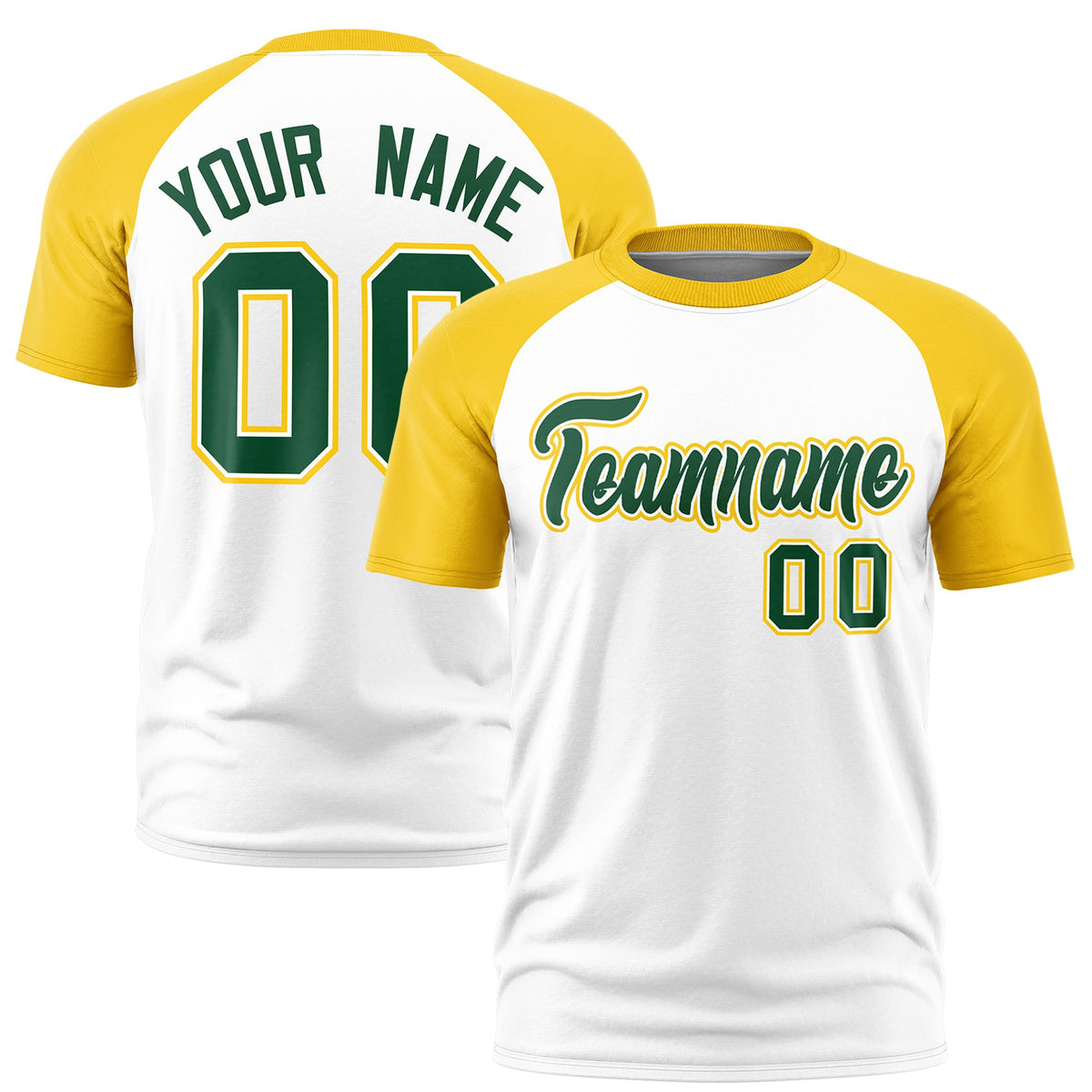 Custom White Gold Raglan Sleeves Performance T-Shirt