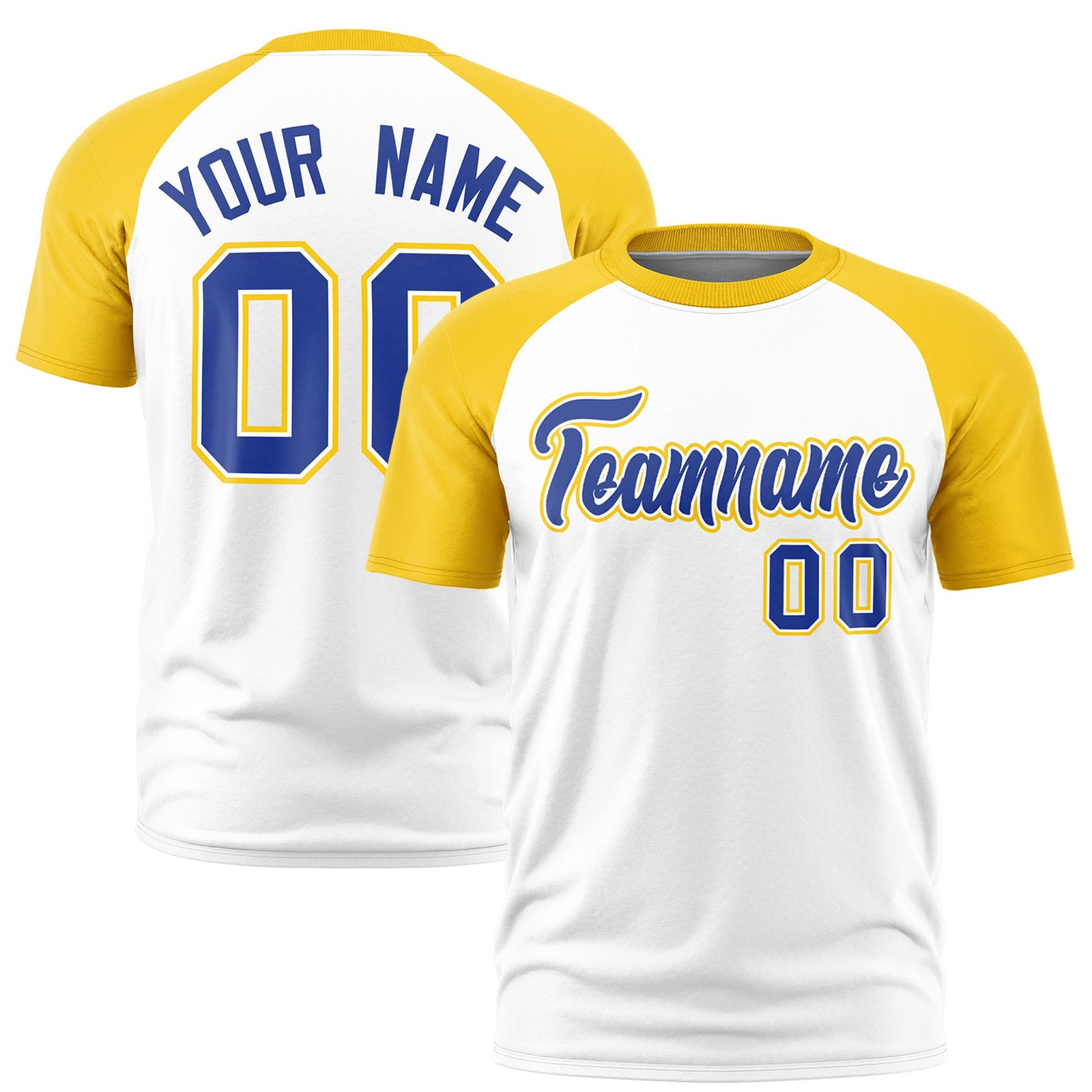 Custom White Gold Raglan Sleeves Performance T-Shirt