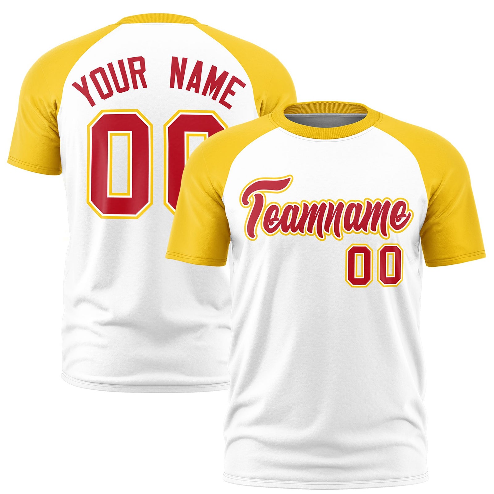 Custom White Gold Raglan Sleeves Performance T-Shirt