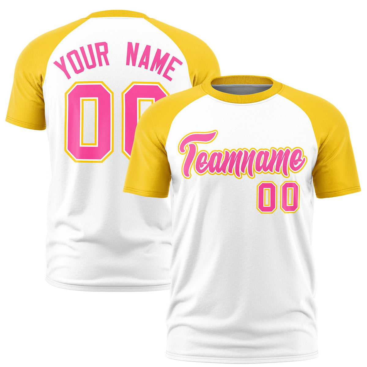 Custom White Gold Raglan Sleeves Performance T-Shirt