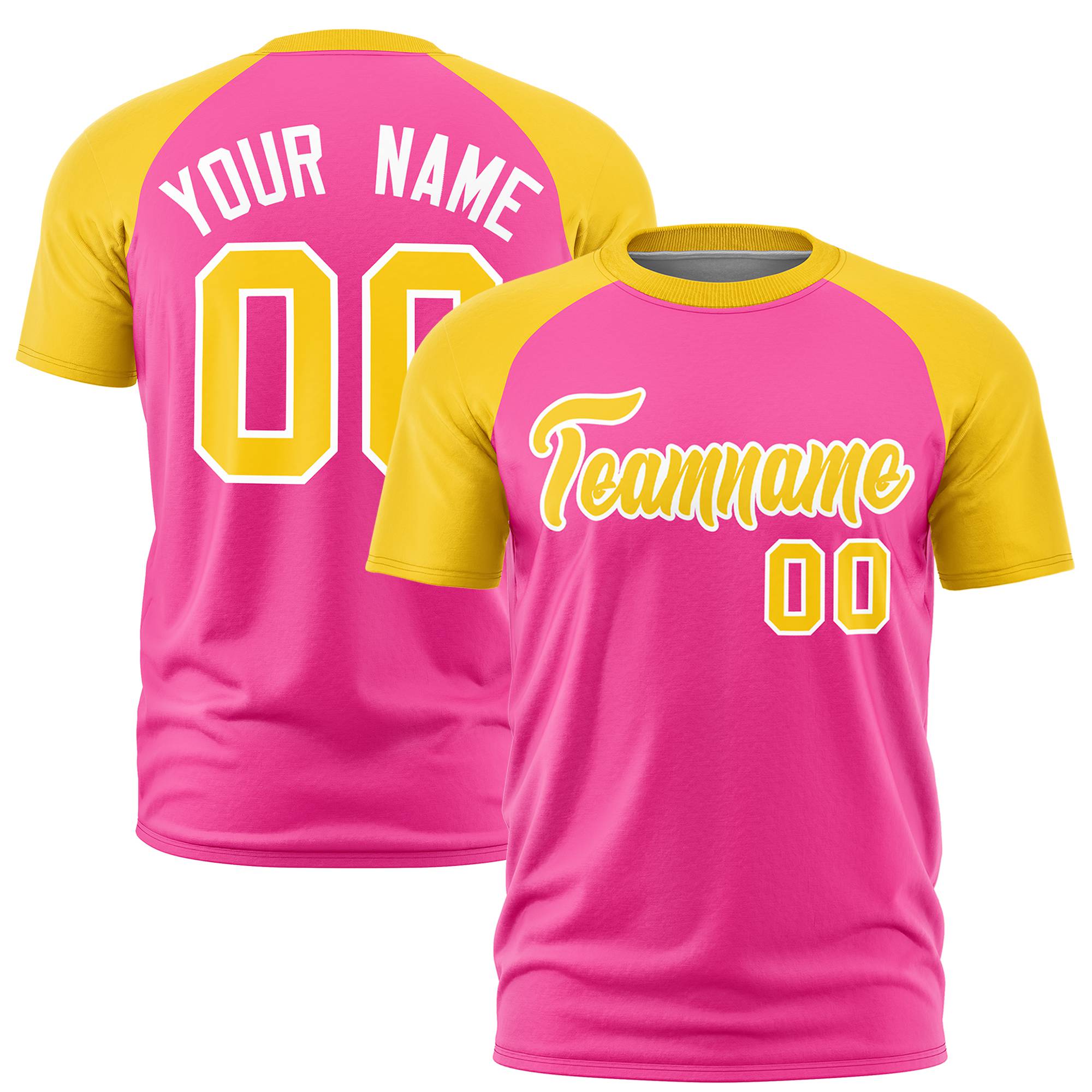 Custom Pink Gold Raglan Sleeves Performance T-Shirt