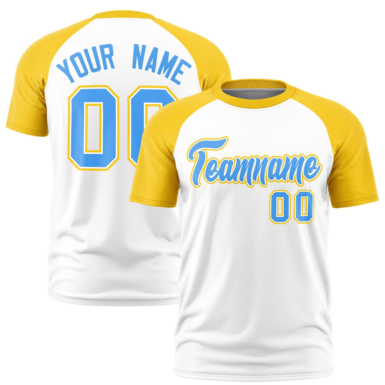 Custom White Gold Raglan Sleeves Performance T-Shirt