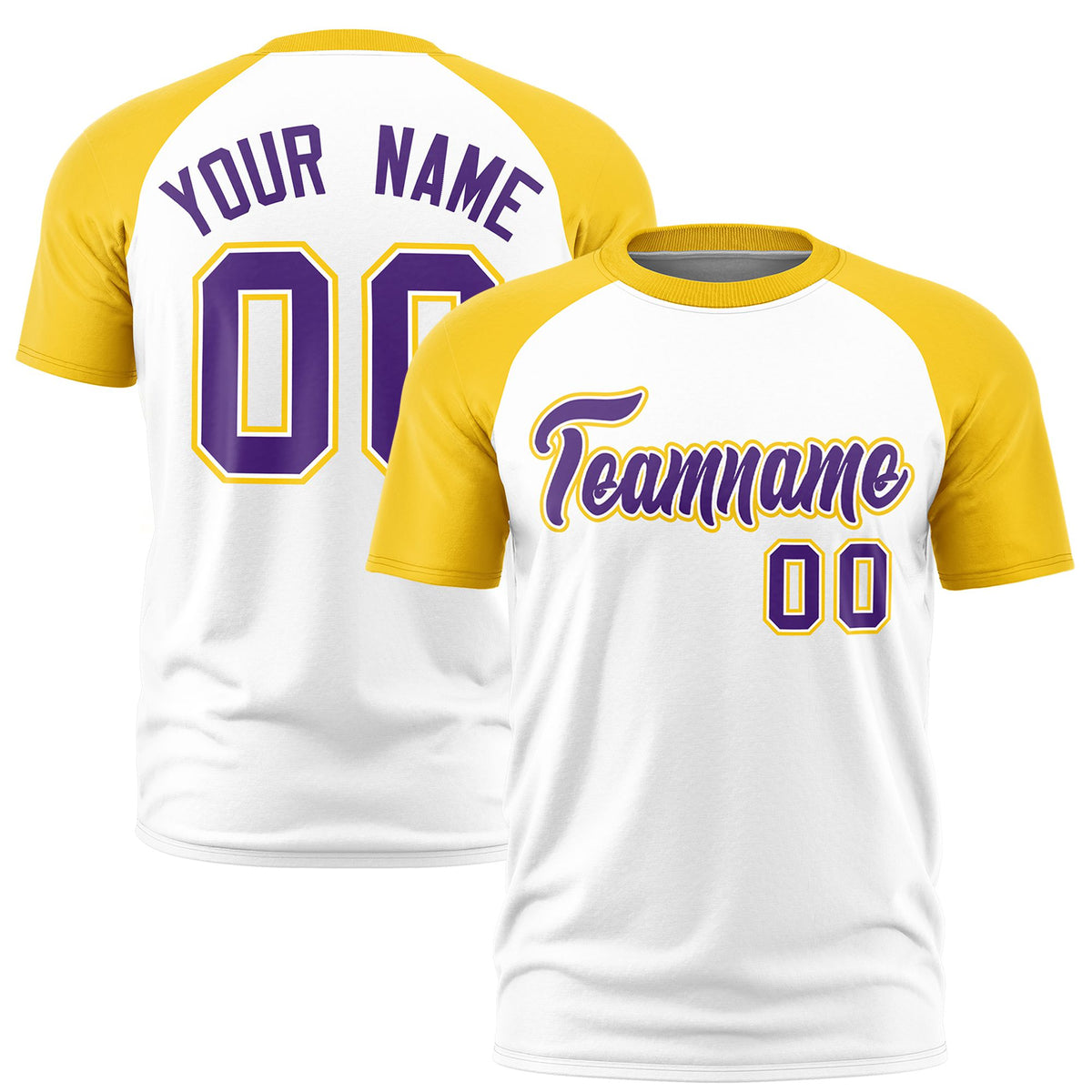Custom White Gold Raglan Sleeves Performance T-Shirt