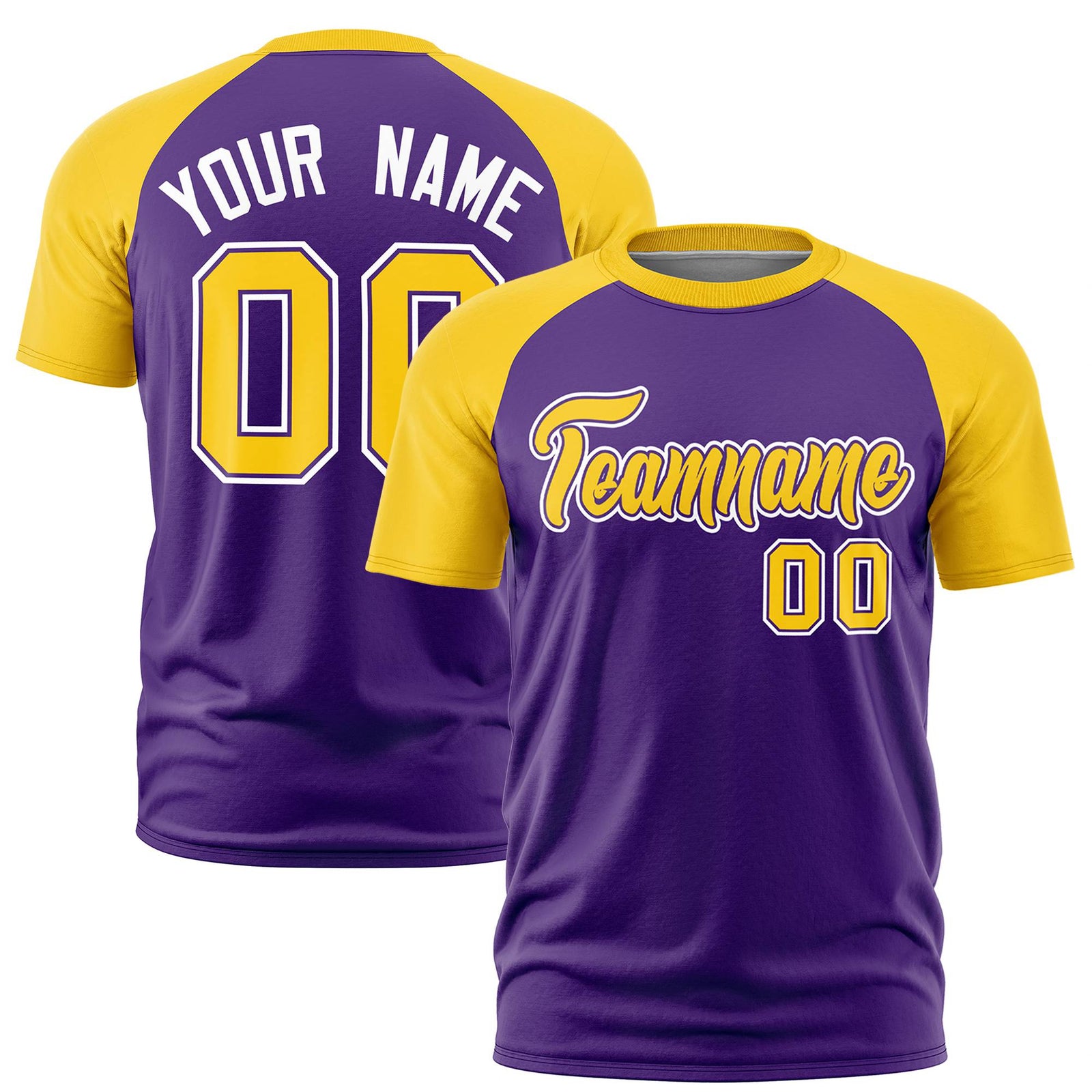 Custom Purple Gold Raglan Sleeves Performance T-Shirt