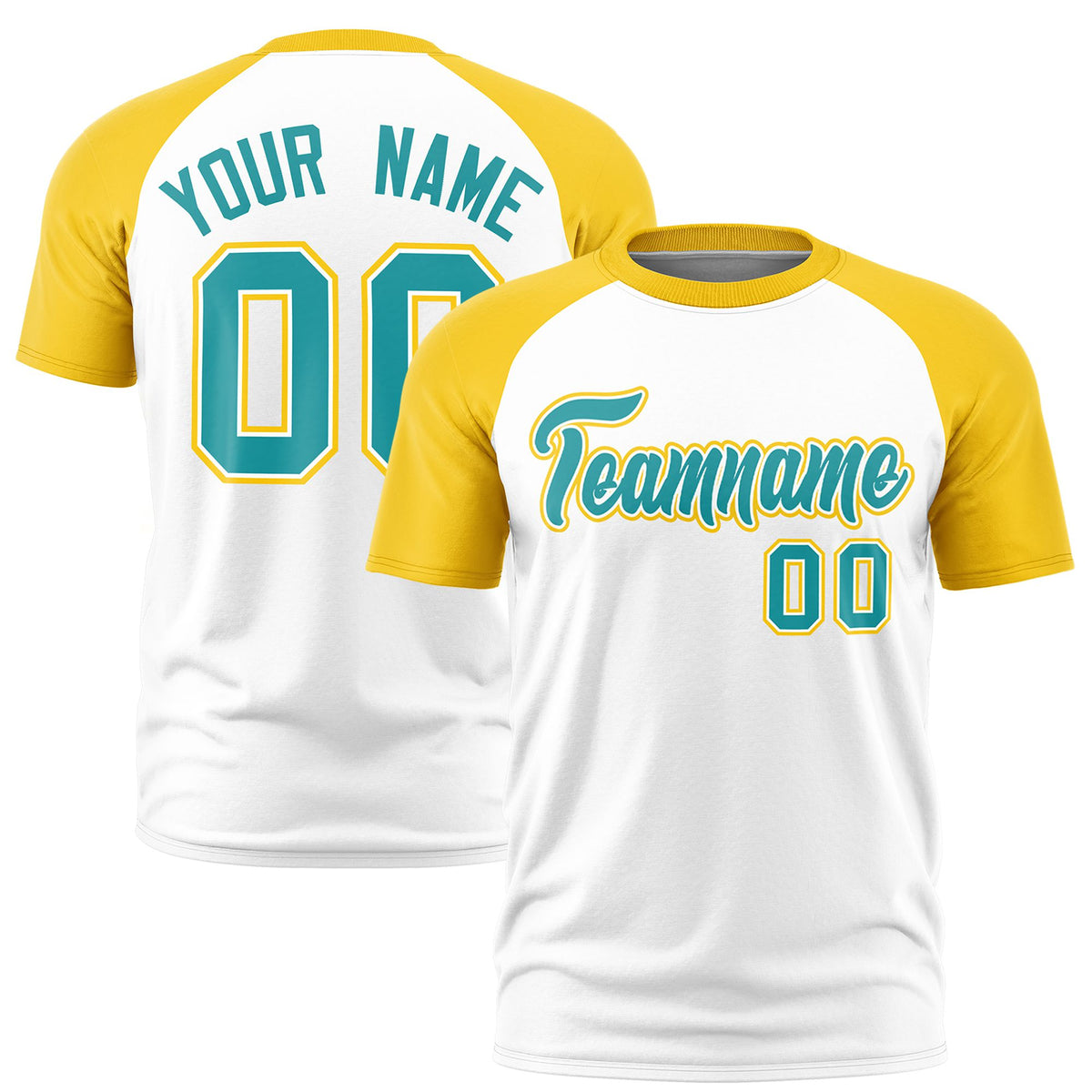 Custom White Gold Raglan Sleeves Performance T-Shirt