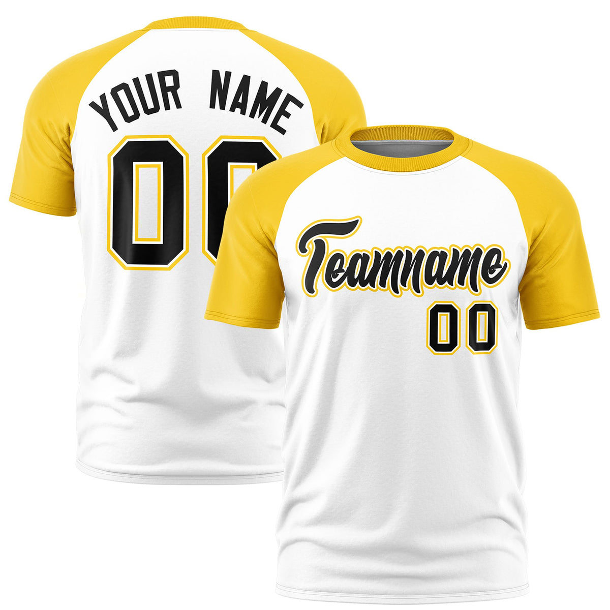 Custom White Gold Raglan Sleeves Performance T-Shirt
