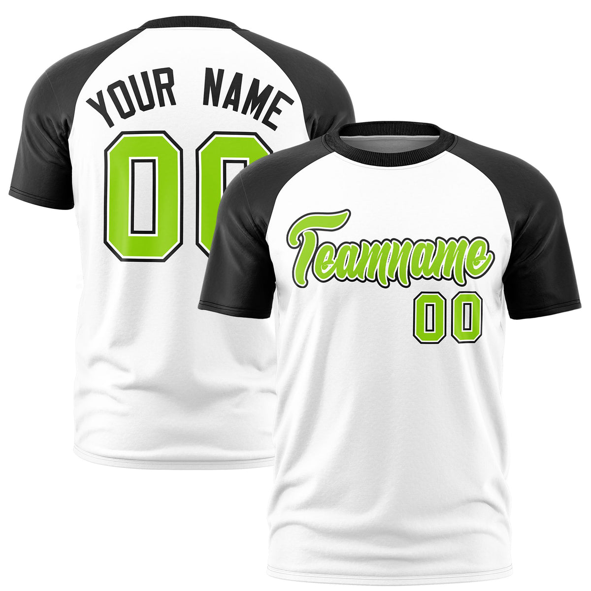 Custom White Black Raglan Sleeves Performance T-Shirt
