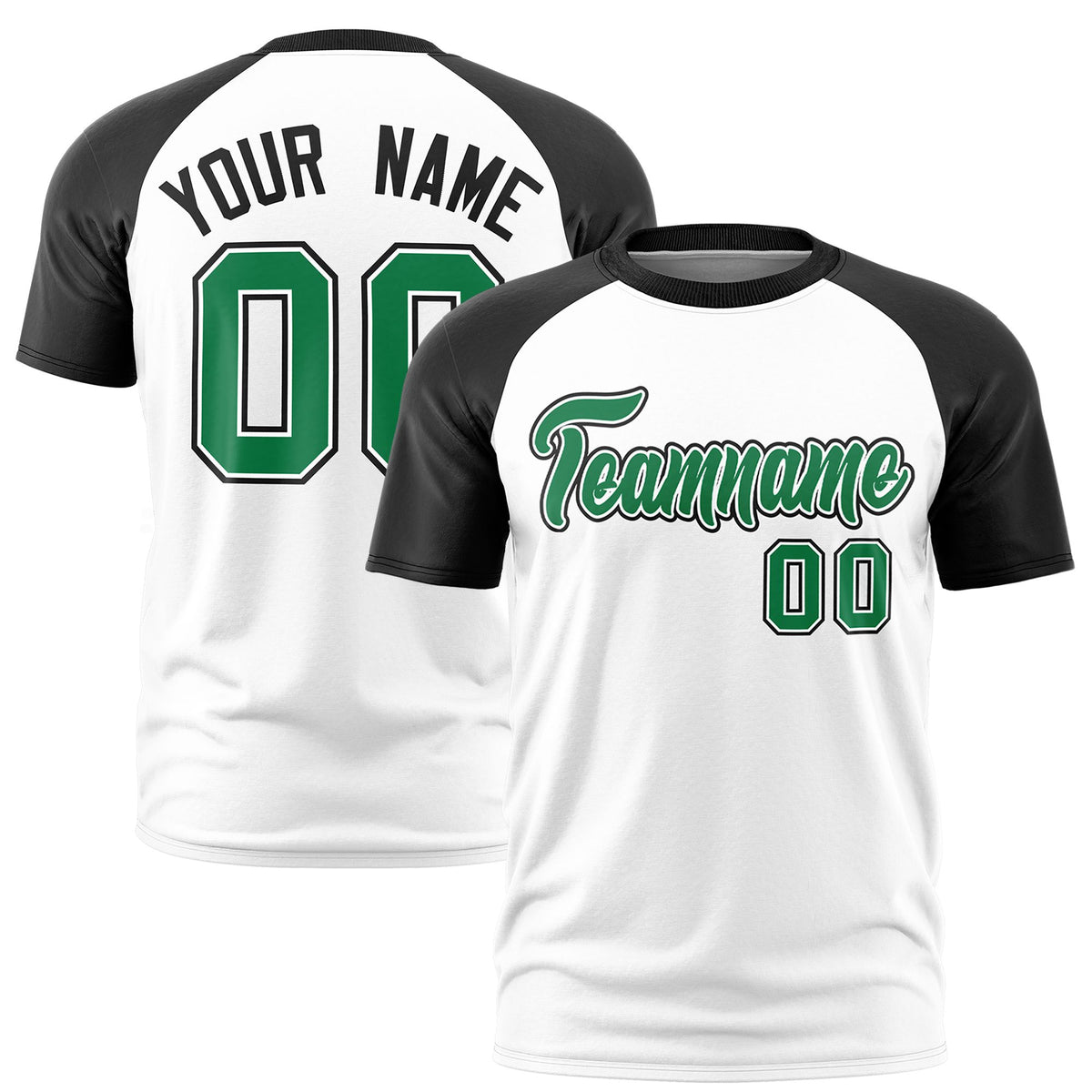 Custom White Black Raglan Sleeves Performance T-Shirt