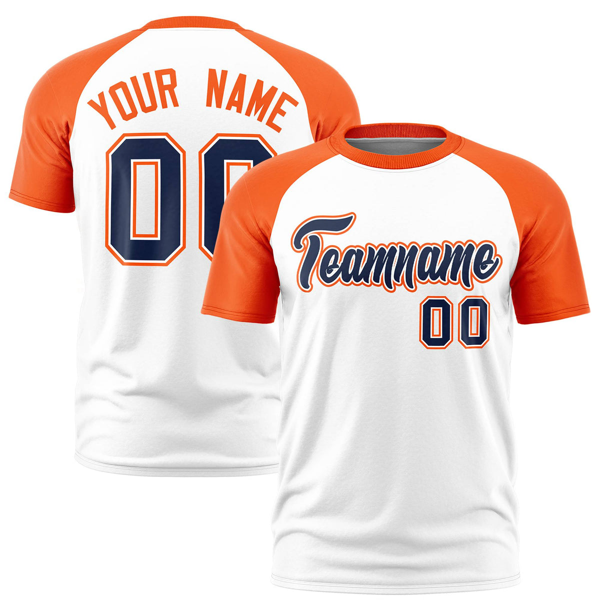 Custom White Orange Raglan Sleeves Performance T-Shirt