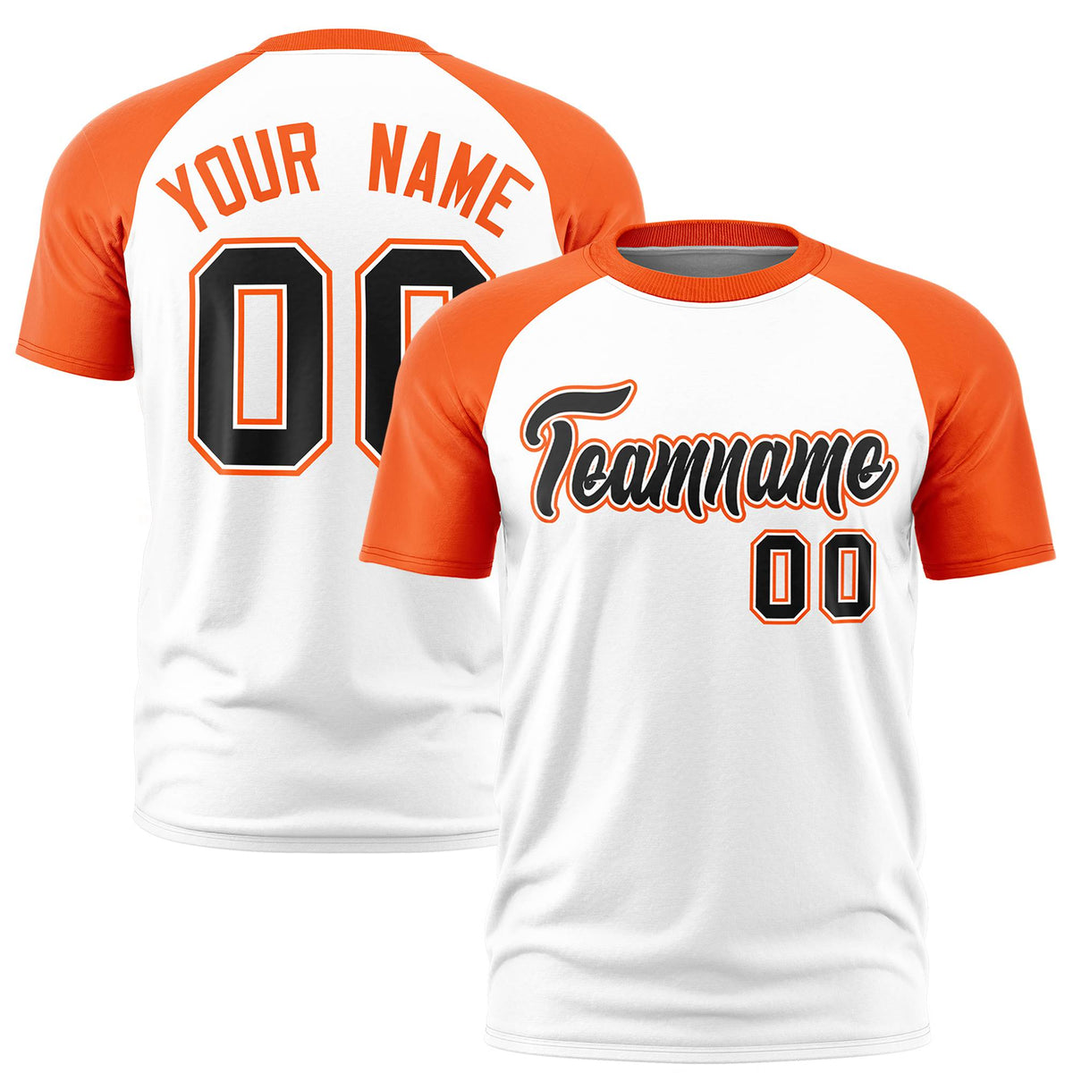 Custom White Orange Raglan Sleeves Performance T-Shirt