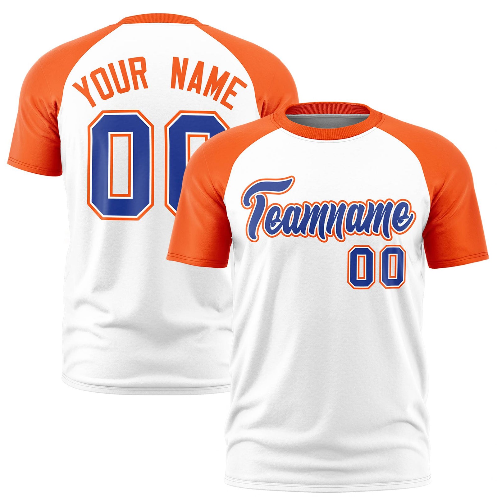 Custom White Orange Raglan Sleeves Performance T-Shirt
