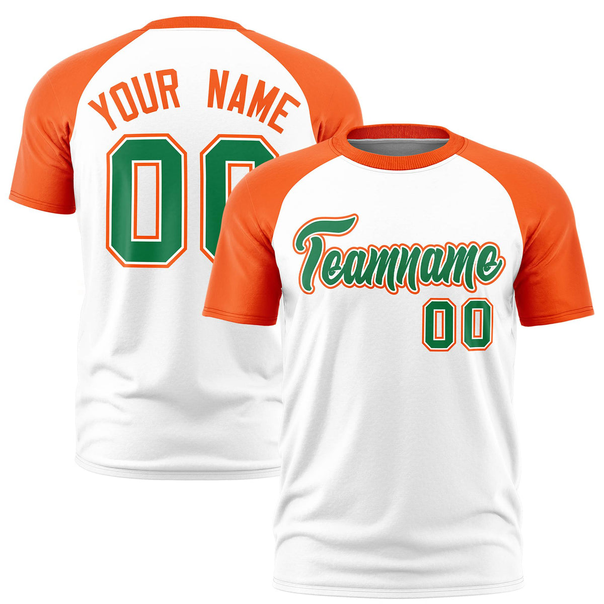 Custom White Orange Raglan Sleeves Performance T-Shirt