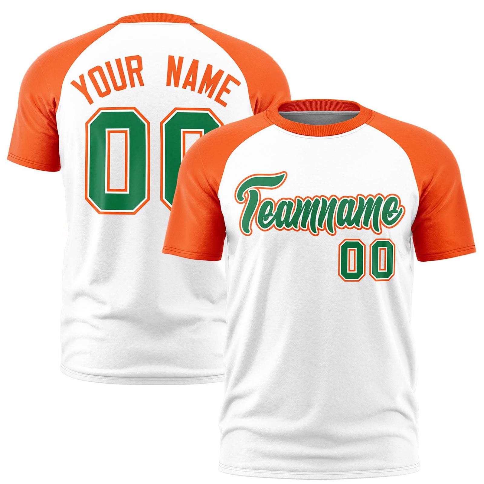 Custom White Orange Raglan Sleeves Performance T-Shirt