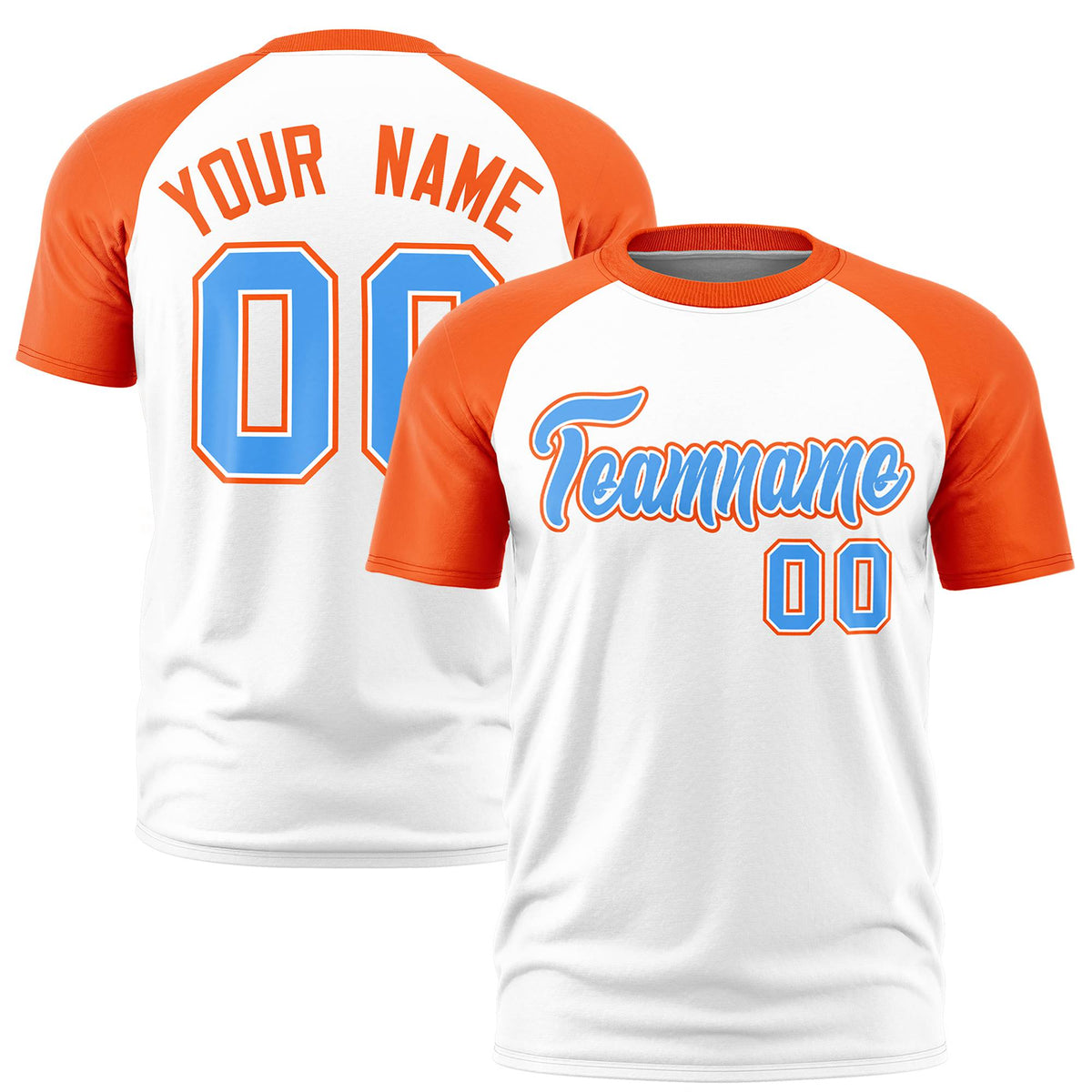 Custom White Orange Raglan Sleeves Performance T-Shirt