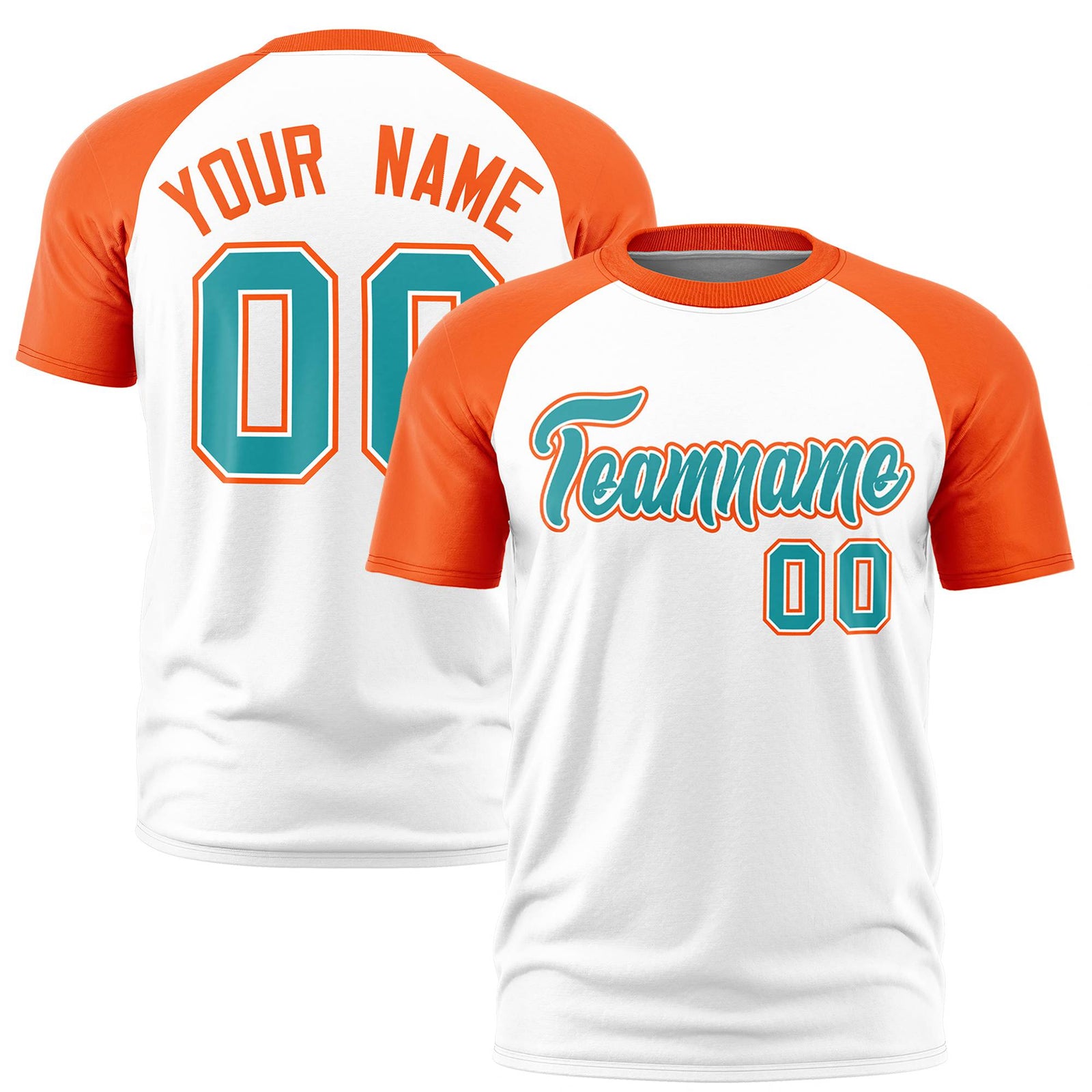 Custom White Orange Raglan Sleeves Performance T-Shirt