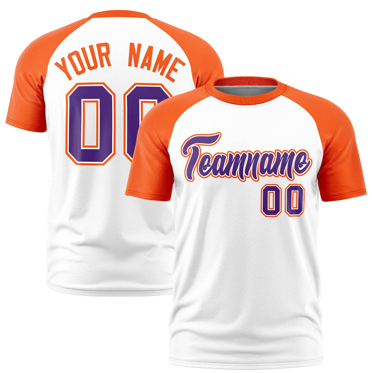 Custom White Orange Raglan Sleeves Performance T-Shirt