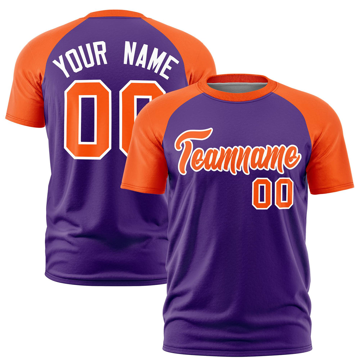 Custom Purple Orange Raglan Sleeves Performance T-Shirt