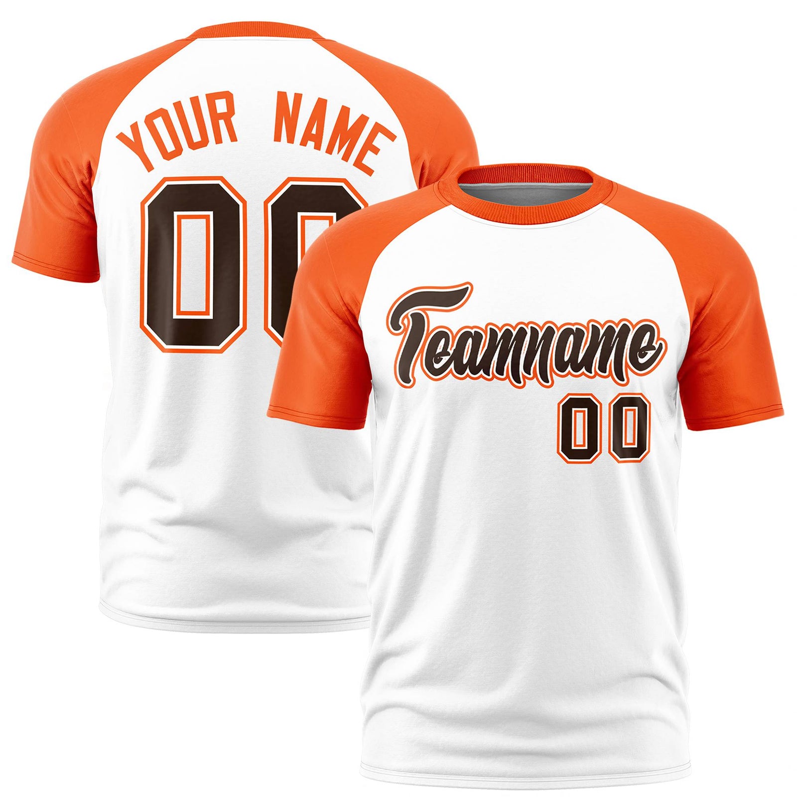 Custom White Orange Raglan Sleeves Performance T-Shirt