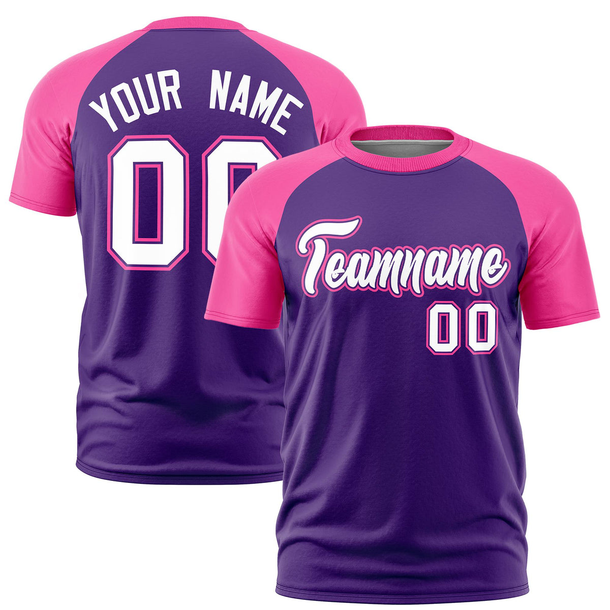 Custom Purple Pink Raglan Sleeves Performance T-Shirt