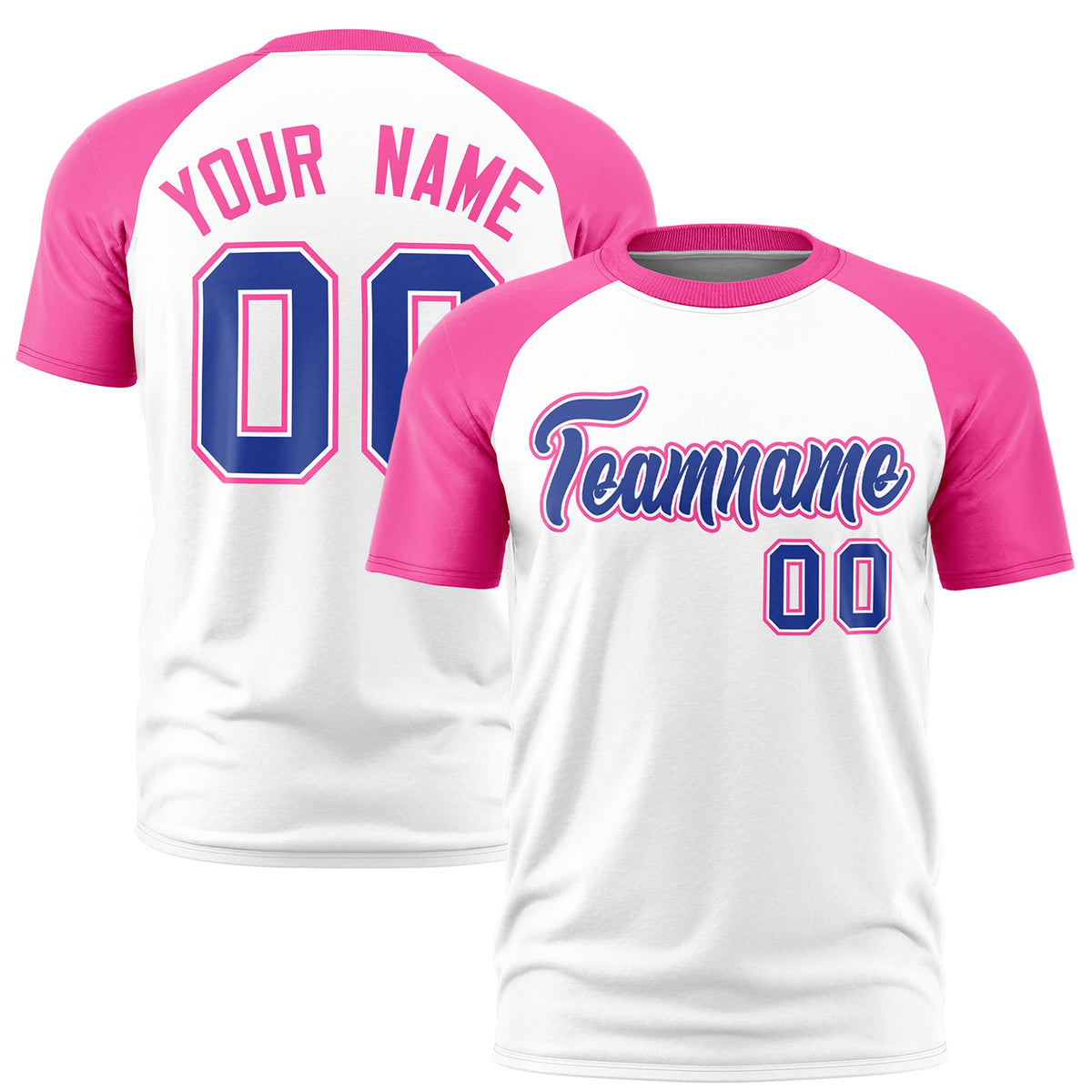 Custom White Pink Raglan Sleeves Performance T-Shirt