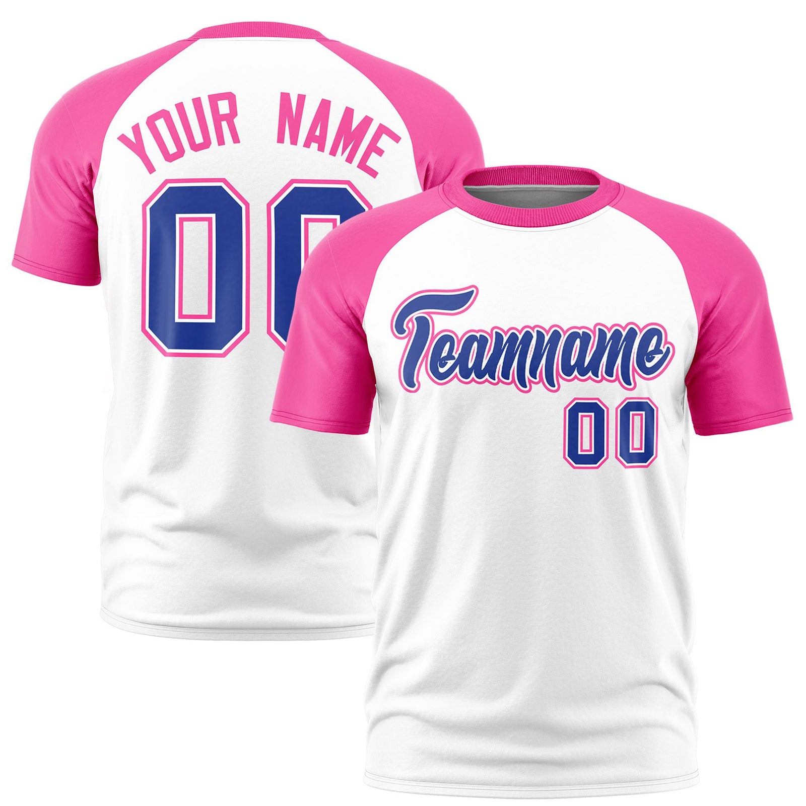 Custom White Pink Raglan Sleeves Performance T-Shirt