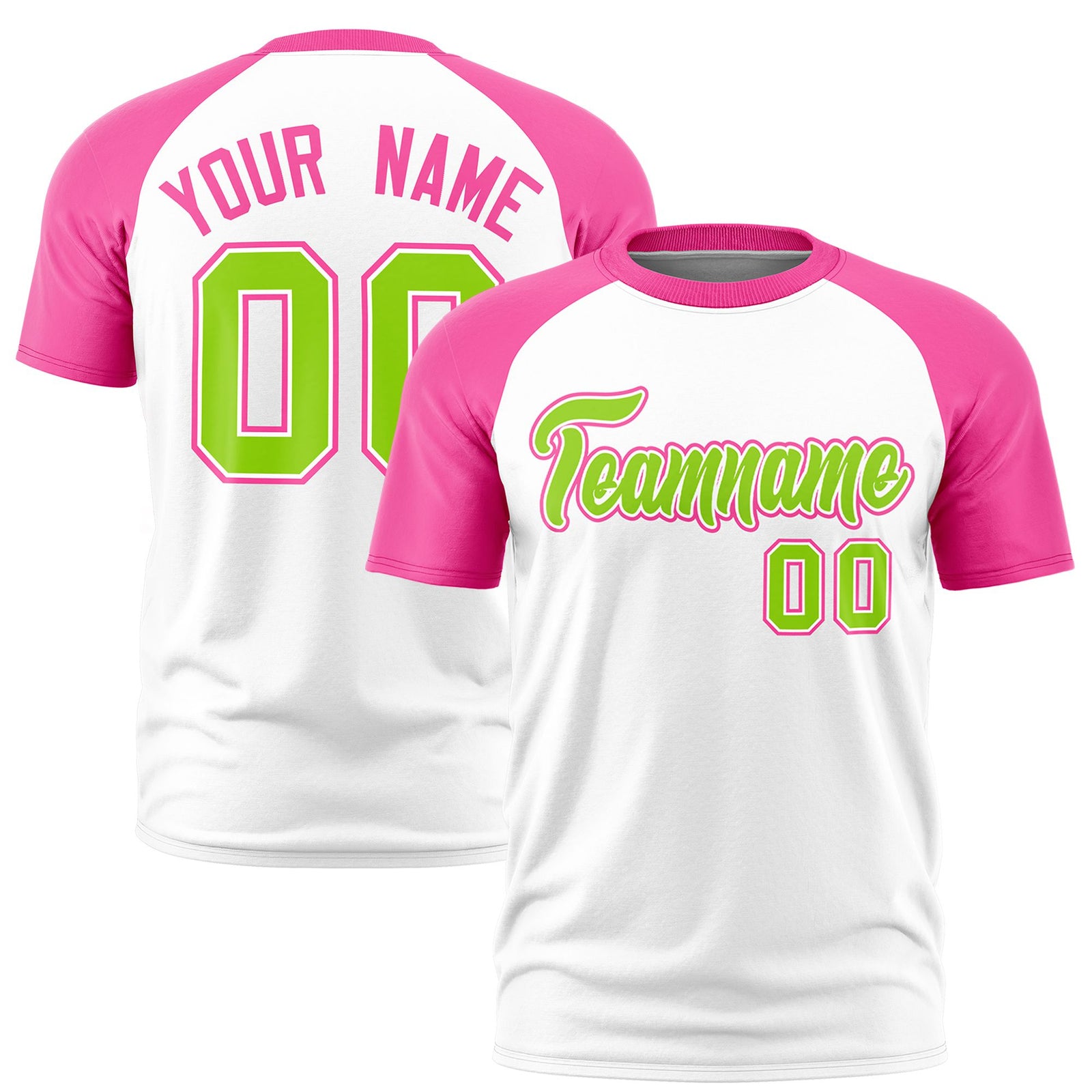 Custom White Pink Raglan Sleeves Performance T-Shirt
