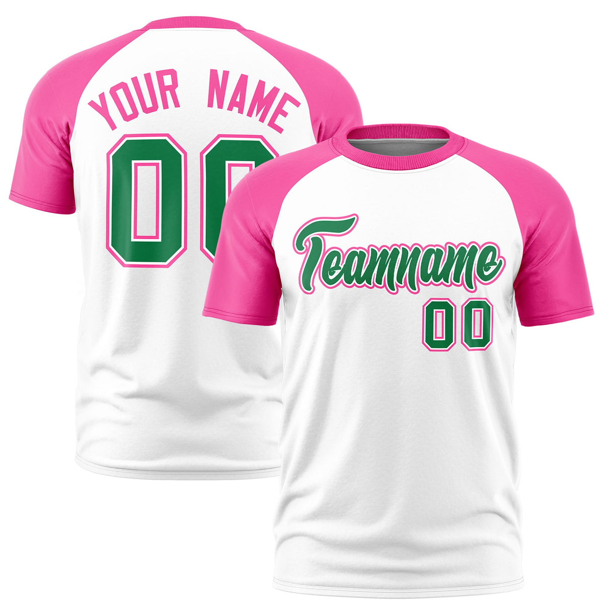 Custom White Pink Raglan Sleeves Performance T-Shirt