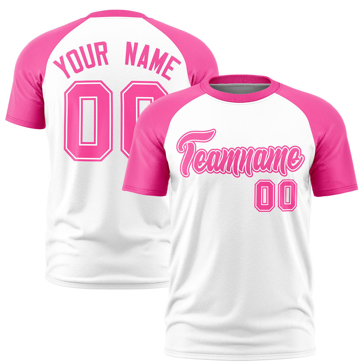 Custom White Pink Raglan Sleeves Performance T-Shirt
