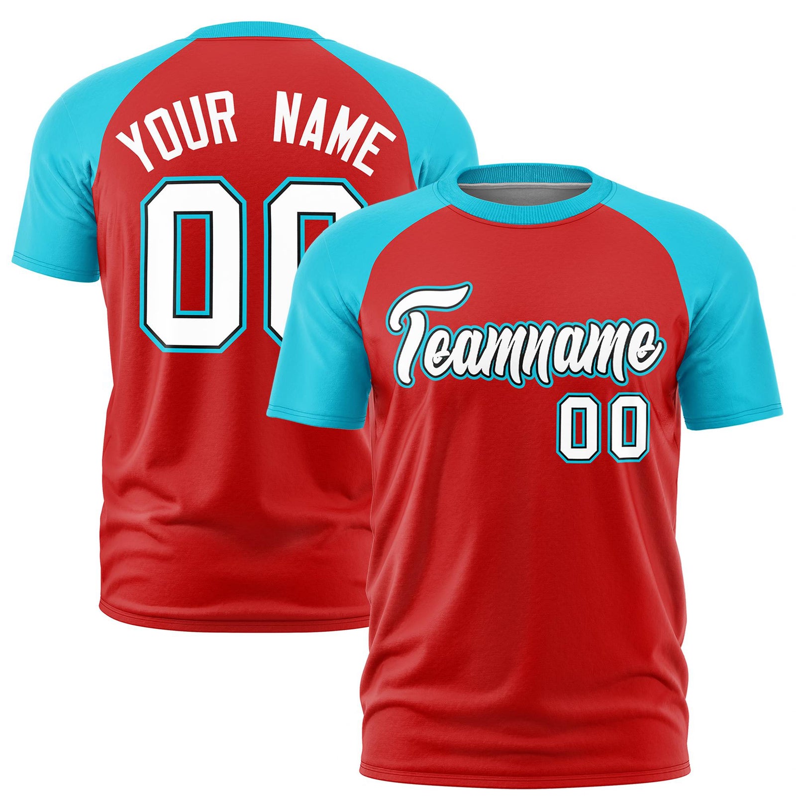 Custom White Sky Blue Raglan Sleeves Performance T-Shirt