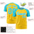 Custom Gold Sky Blue Raglan Sleeves Performance T-Shirt