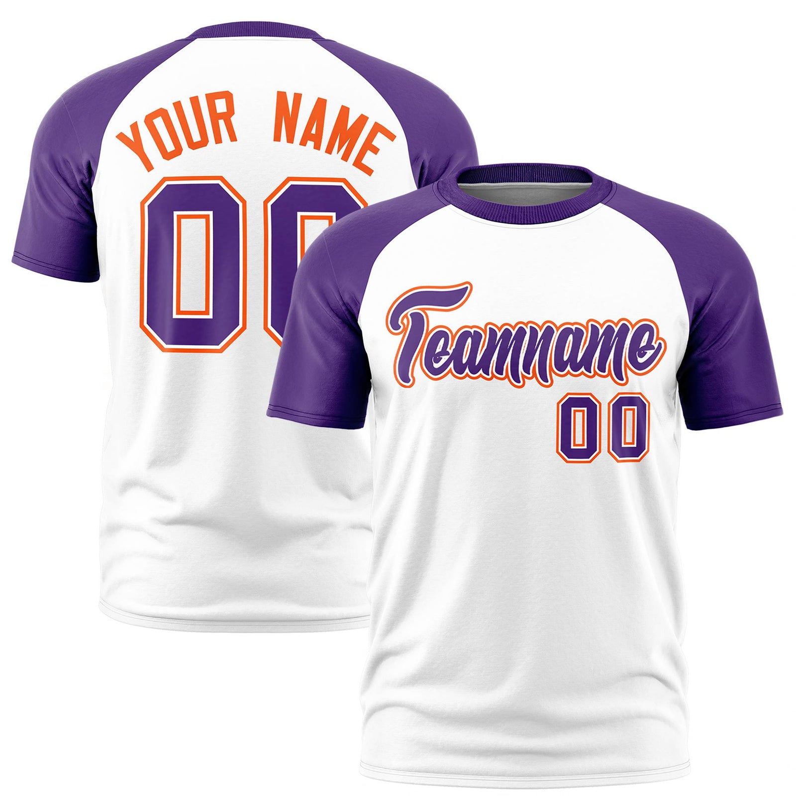 Custom White Purple Raglan Sleeves Performance T-Shirt