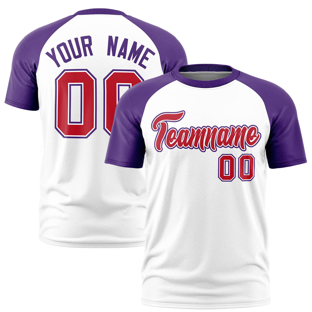 Custom White Purple Raglan Sleeves Performance T-Shirt