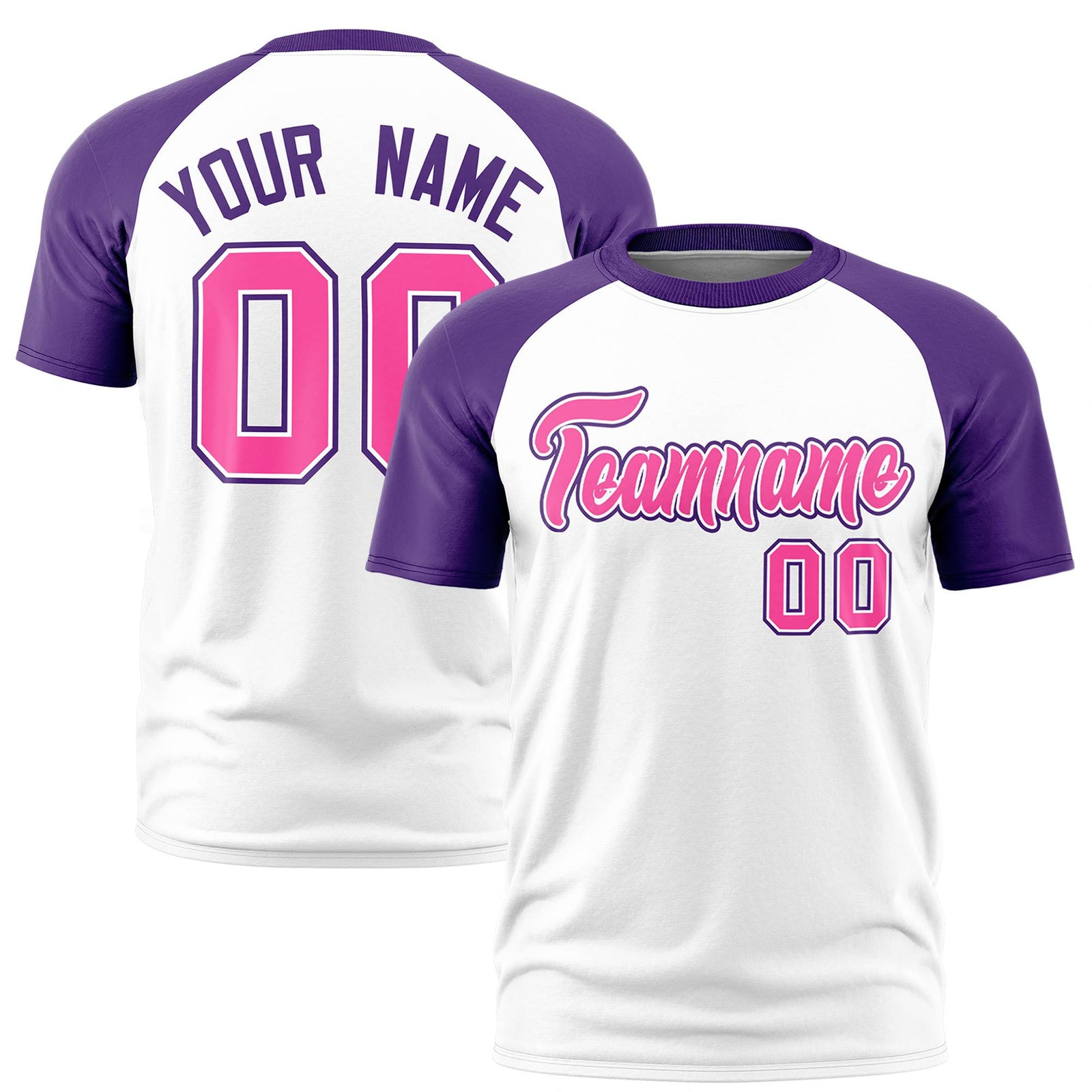Custom White Purple Raglan Sleeves Performance T-Shirt