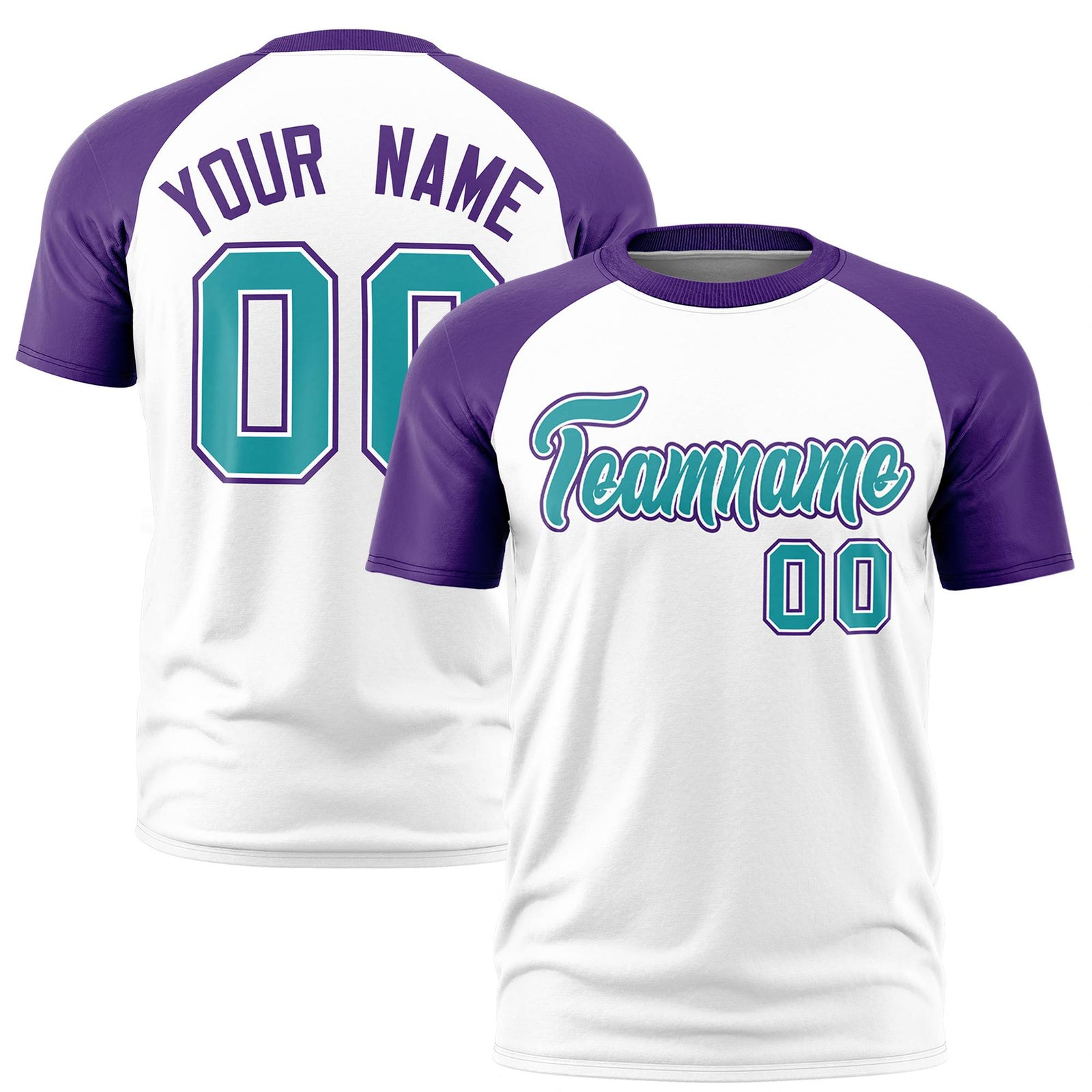 Custom White Purple Raglan Sleeves Performance T-Shirt